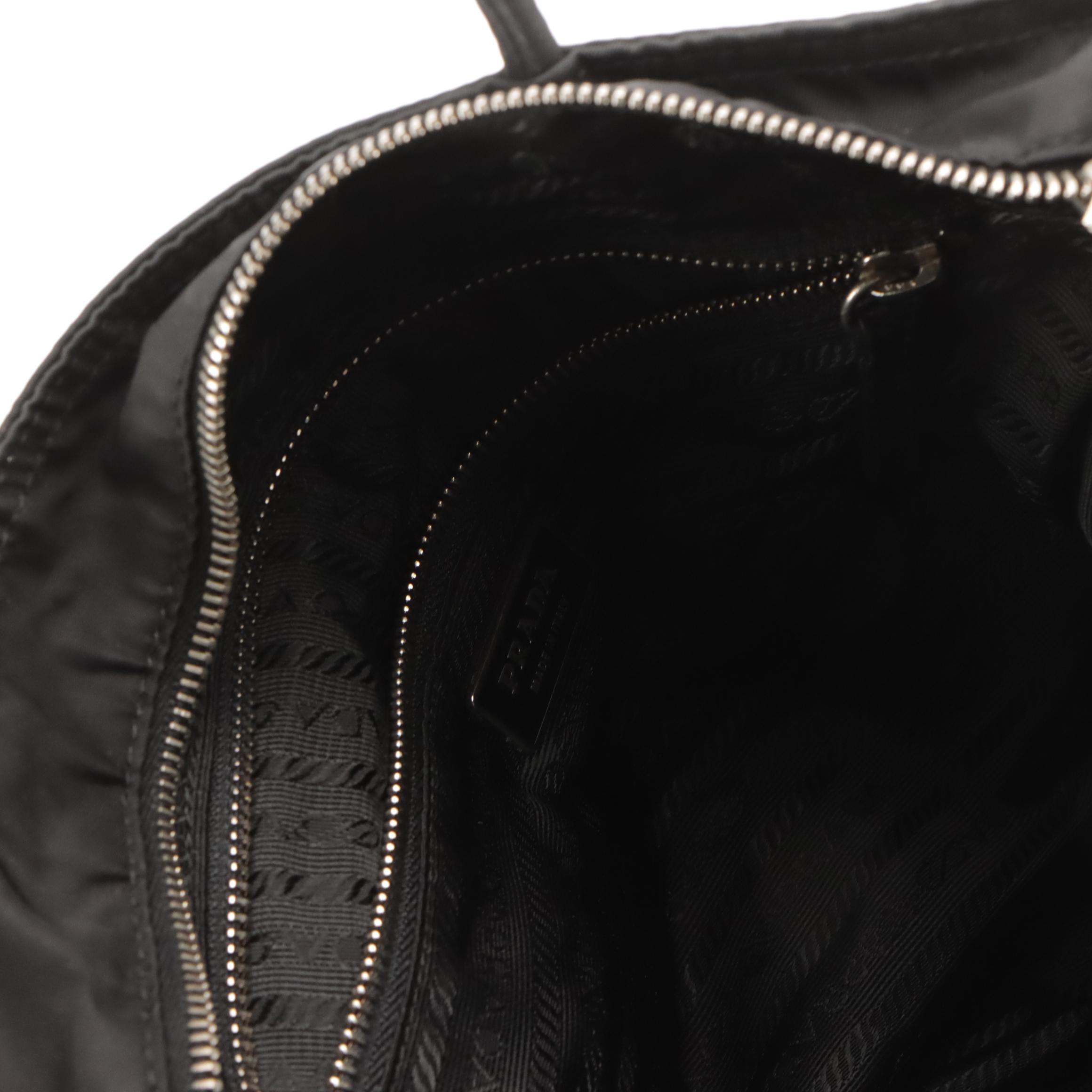 Prada Black Tessuto Nylon and Leather Two-Way Bag