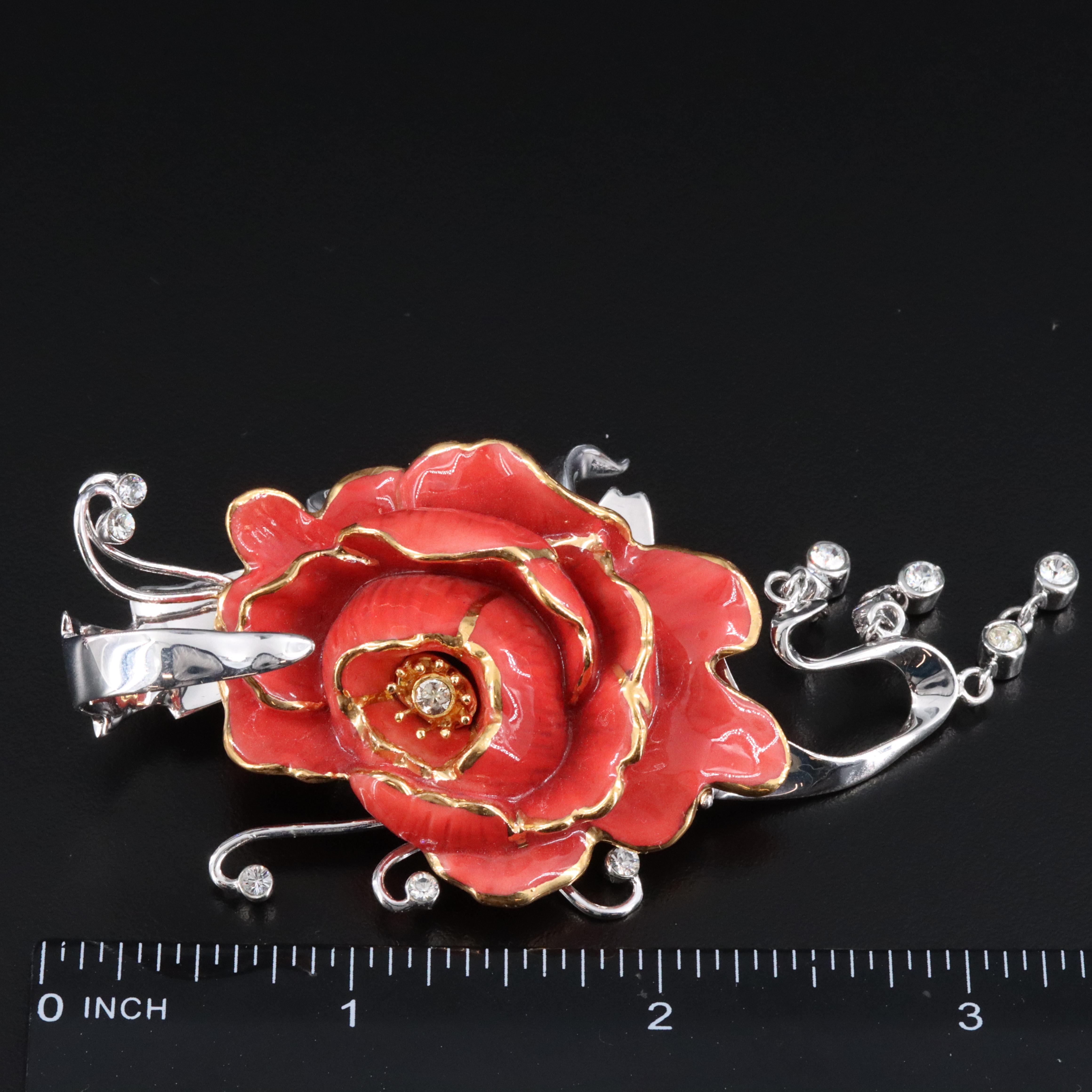 Franz Porcelain and Rhinestone Flower Jewelry Including Pansy and Peony