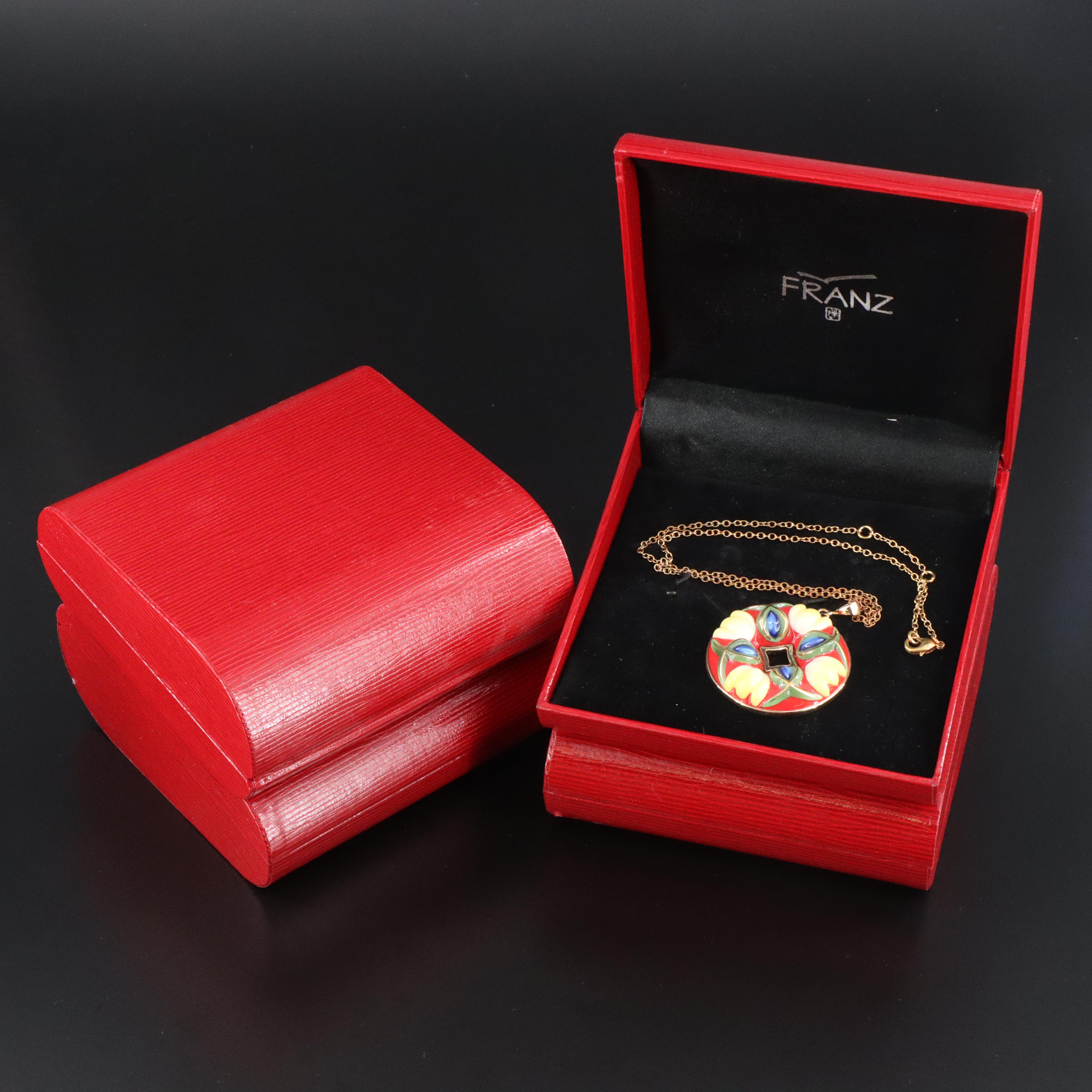 Franz Porcelain and Rhinestone Flower Jewelry Including Pansy and Peony