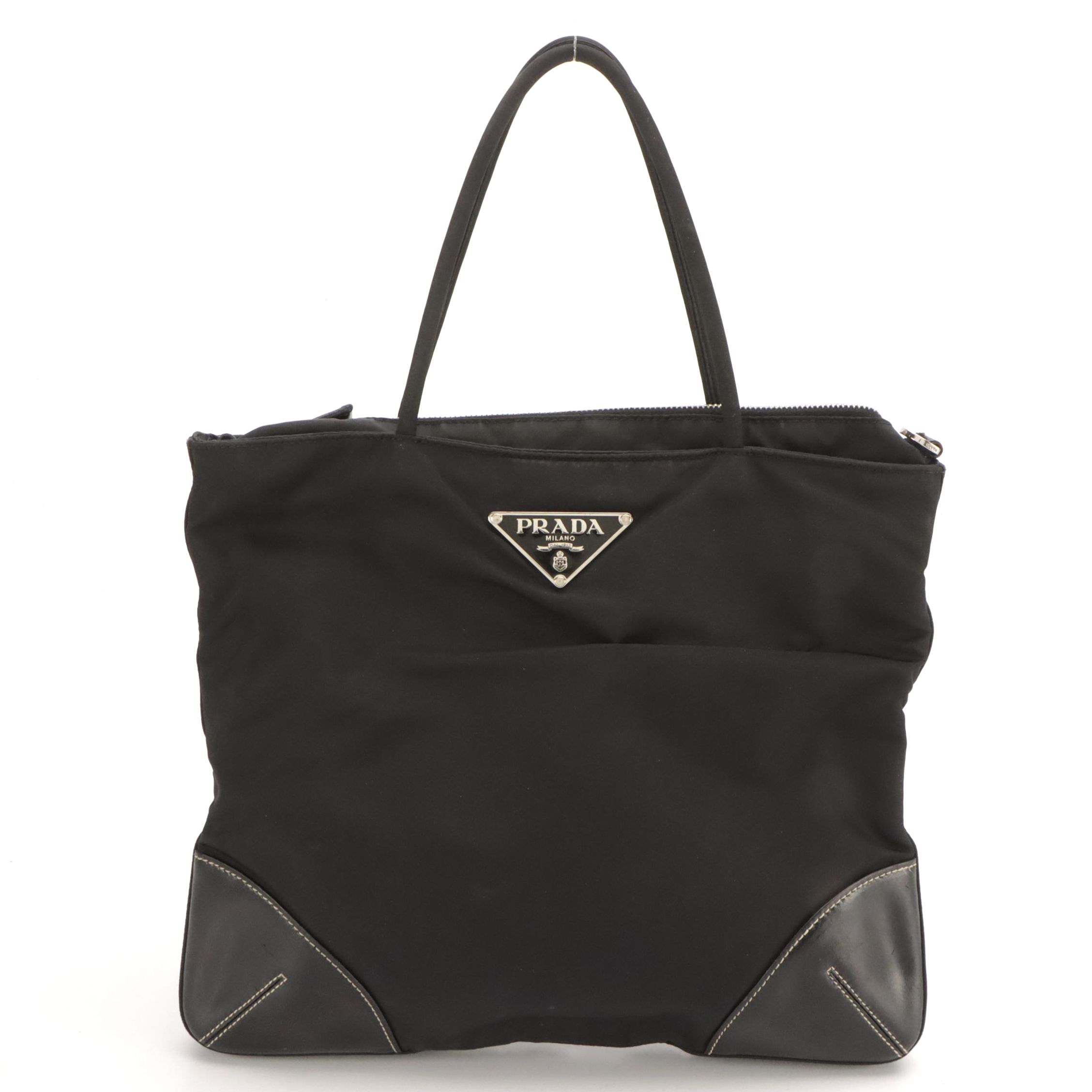 Prada Black Tessuto Nylon and Leather Two-Way Bag