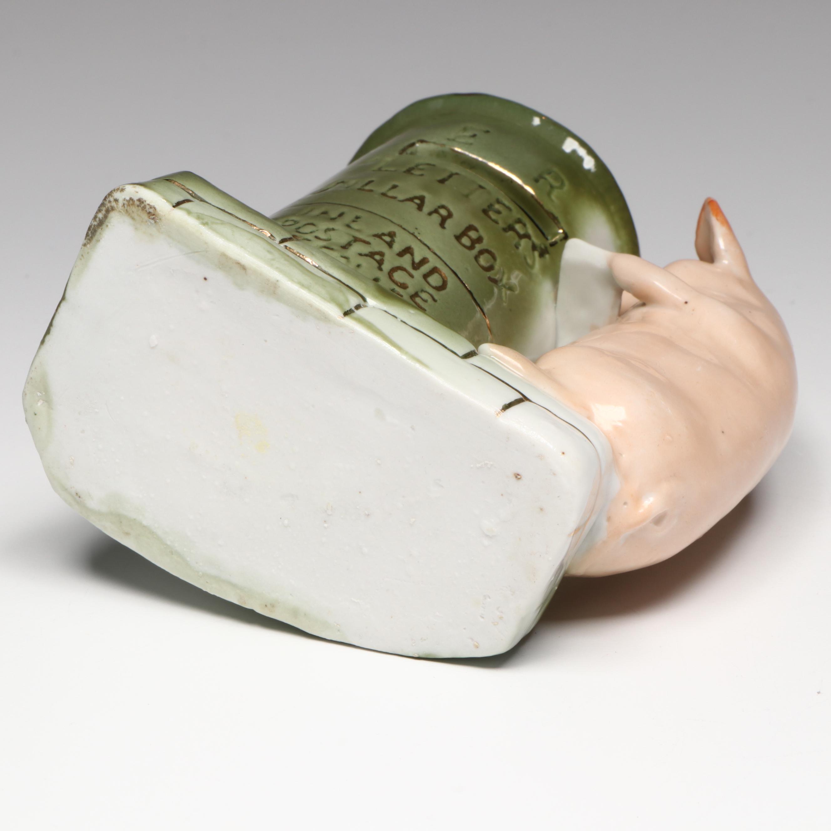 German Porcelain Fairing Pig and Mailbox Spill Vase, Early 20th Century