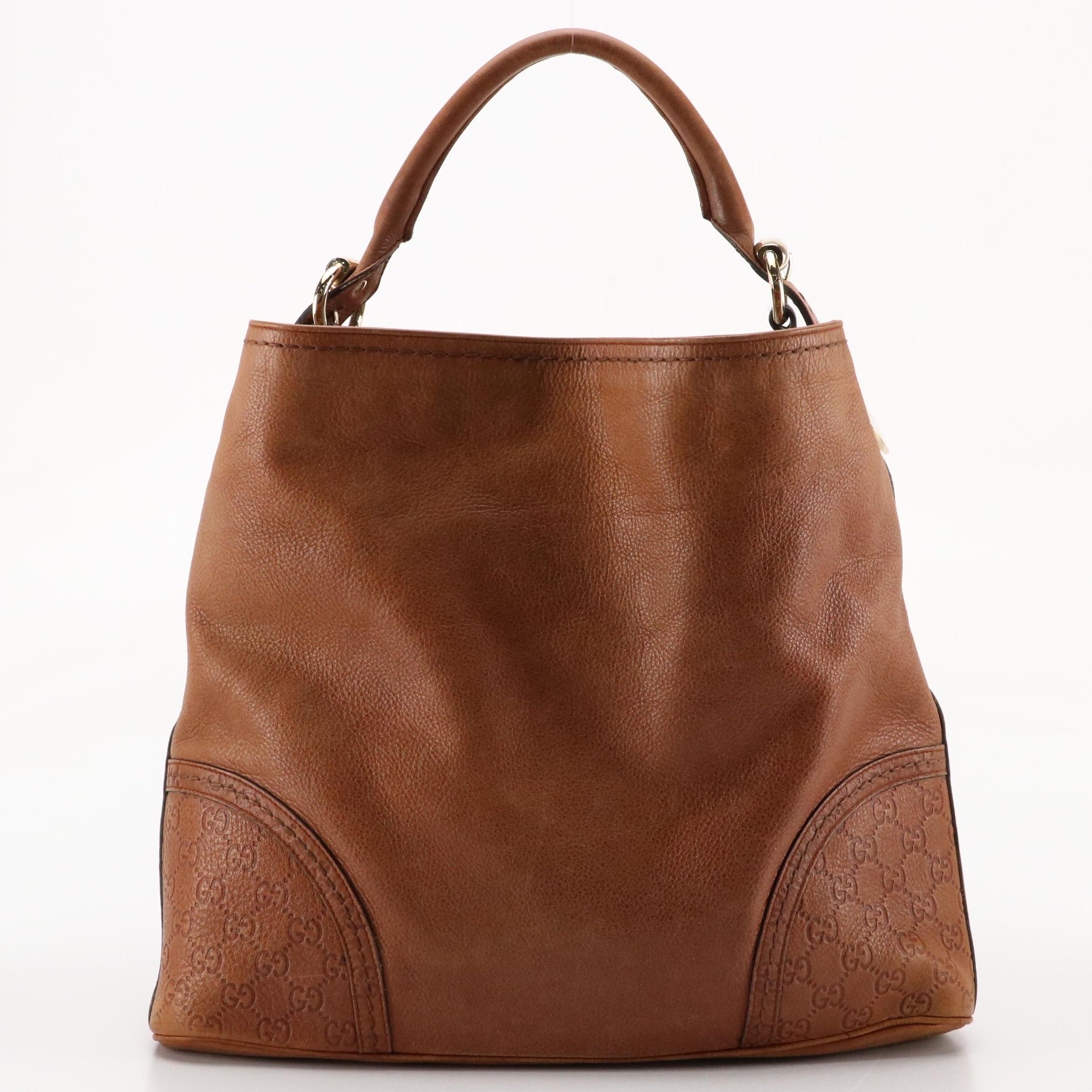 Gucci Signoria Large Hobo Bag in Brown Leather with Guccissima Trim