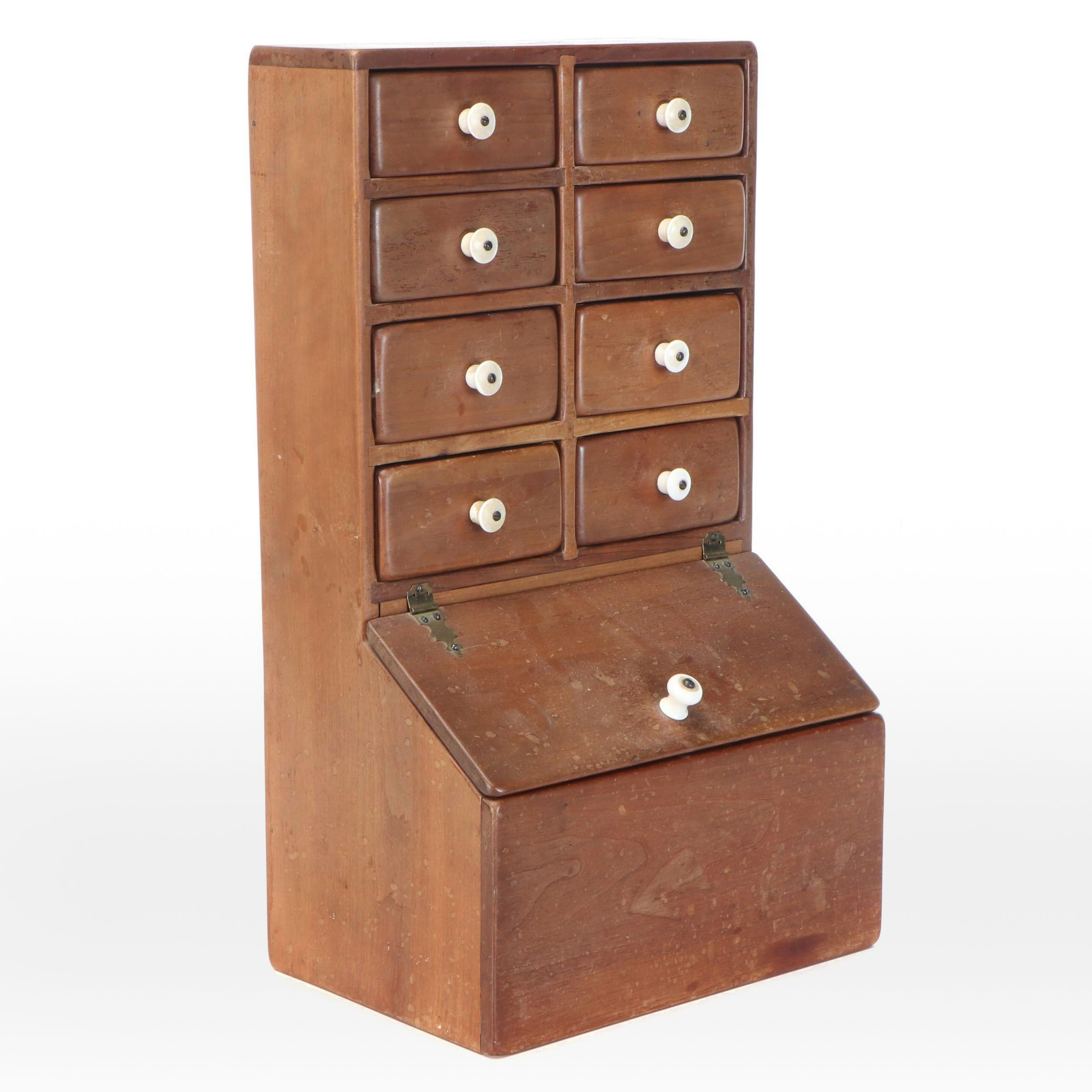 Small Apothecary Wooden Chest with Drawers