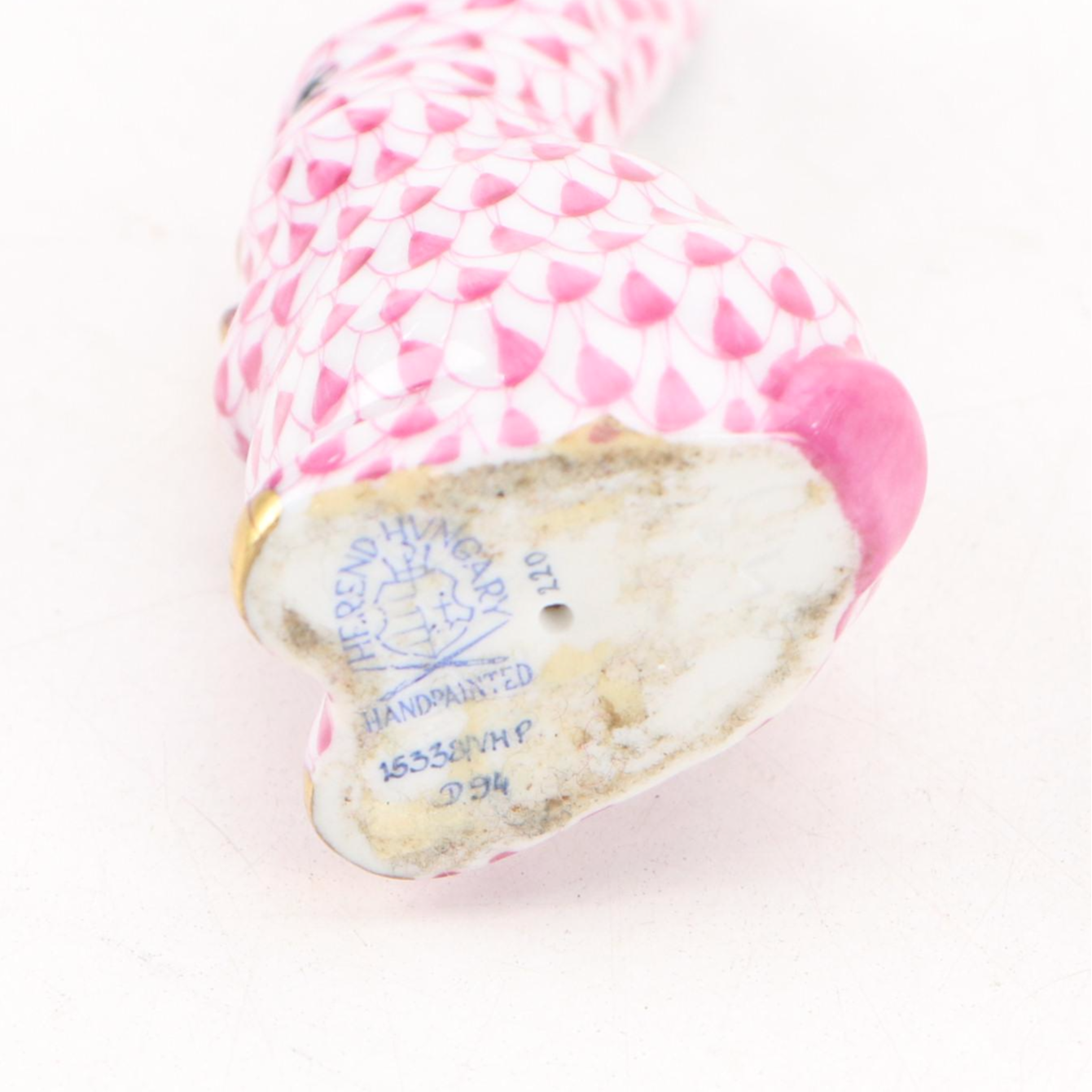 Herend Raspberry Fishnet with Gold "Standing Bunny" Porcelain Figurine and More