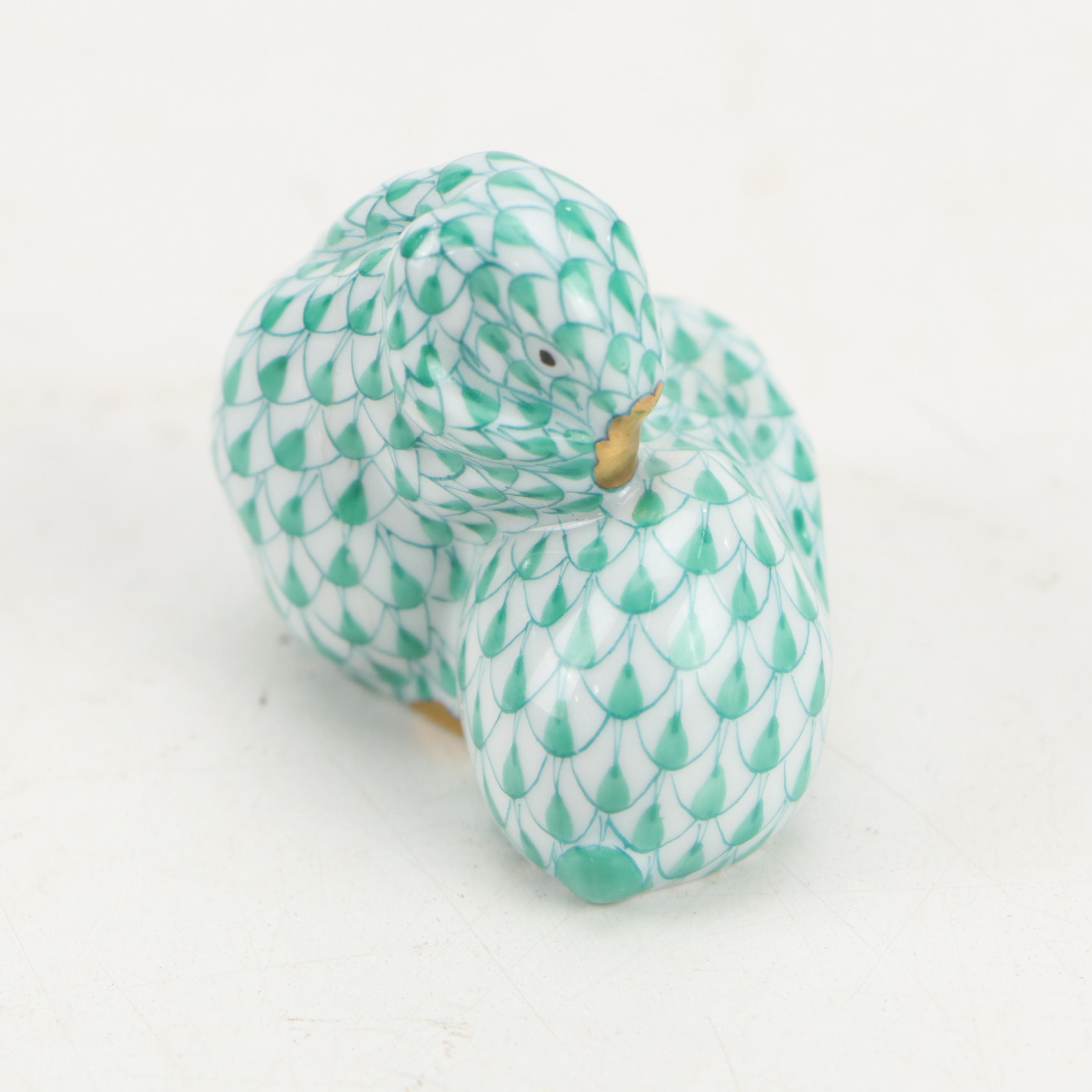 Herend Raspberry Fishnet with Gold "Standing Bunny" Porcelain Figurine and More