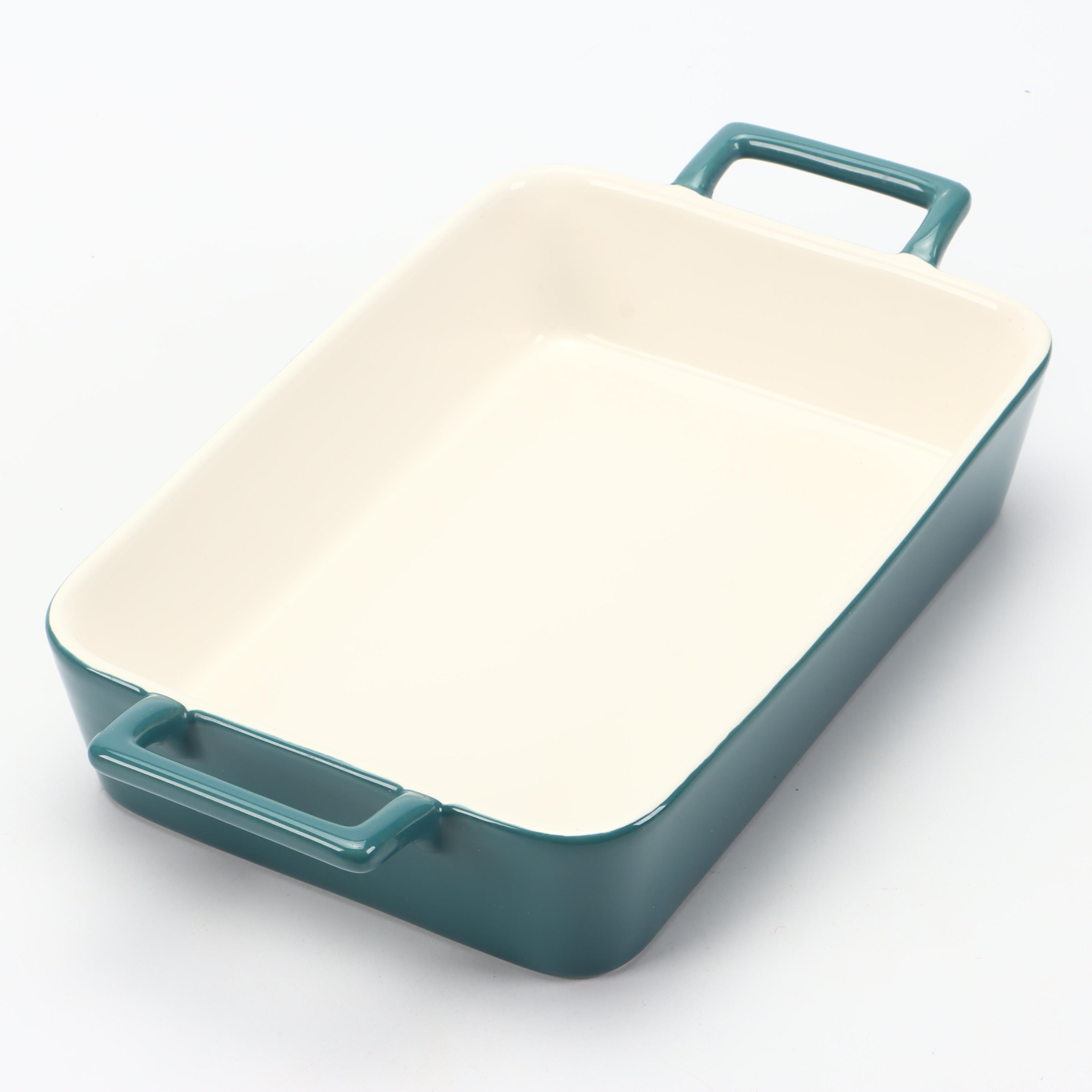 Crate & Barrel Stoneware Baking Dish in Teal