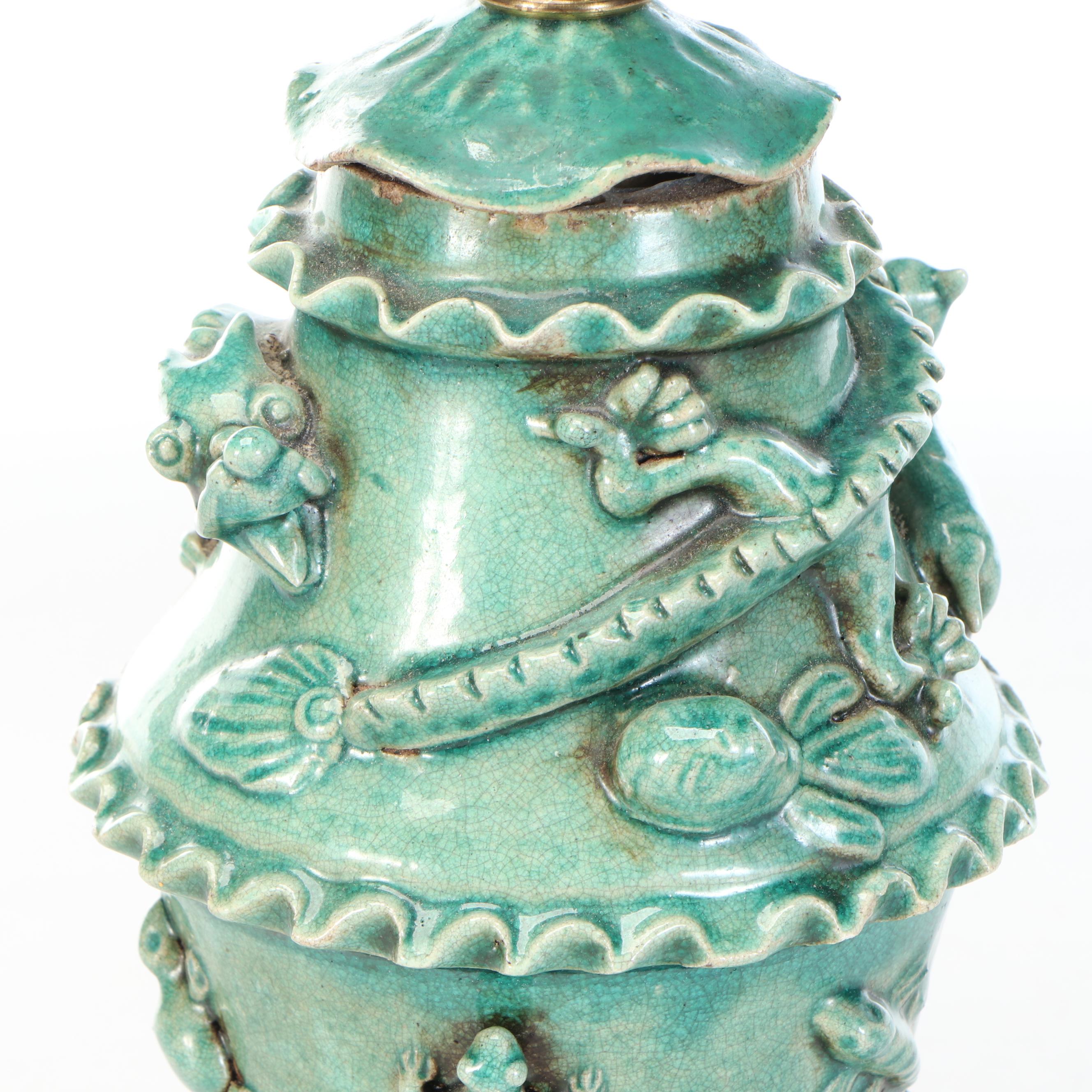 Windermere Lamps Chinese Green Glazed Pottery Lamp