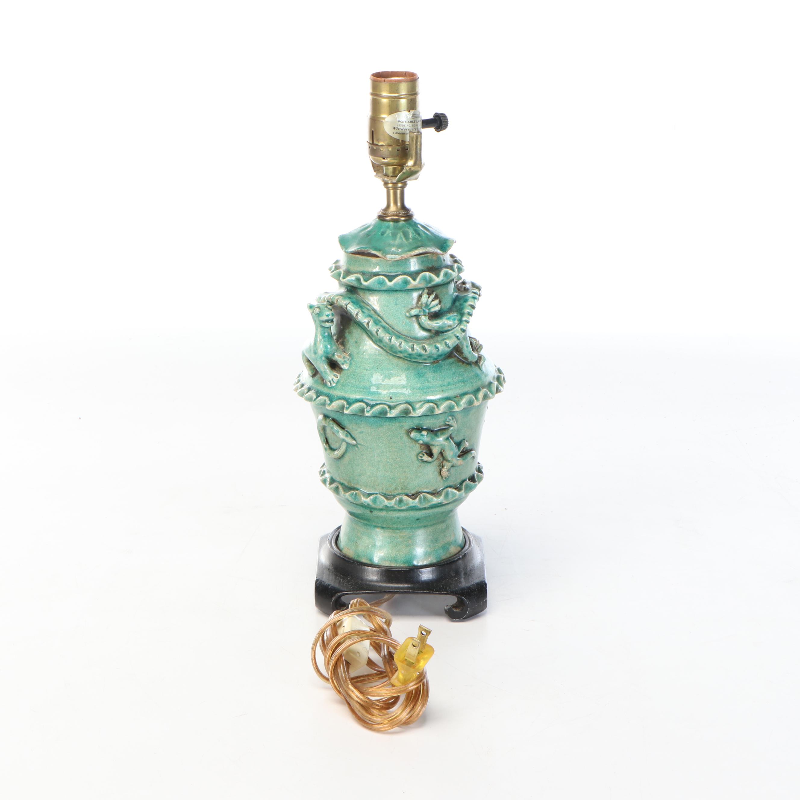 Windermere Lamps Chinese Green Glazed Pottery Lamp