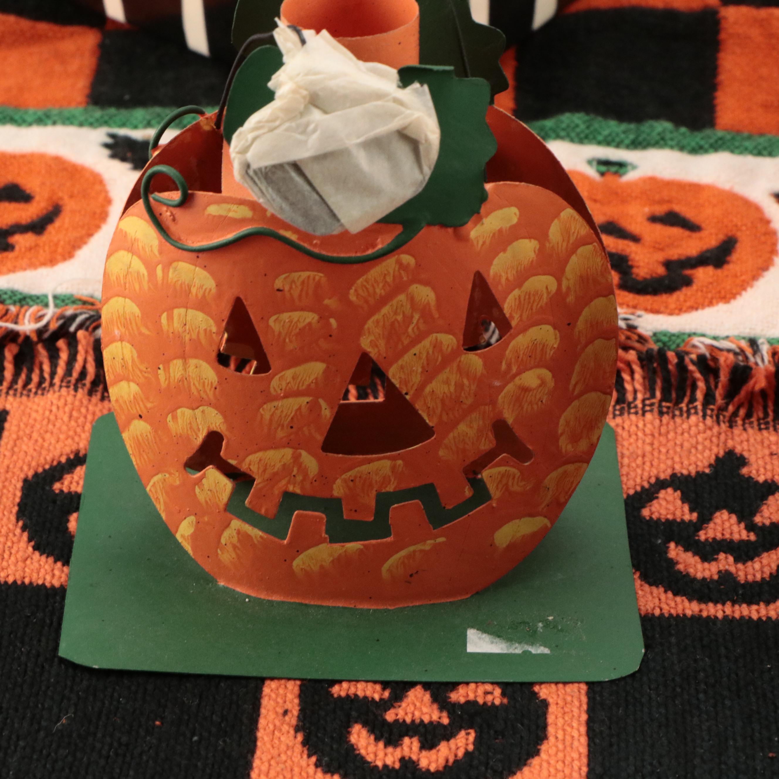 Lynn Morris Pumpkin-Shaped Ceramic Jar and Other Halloween Décor