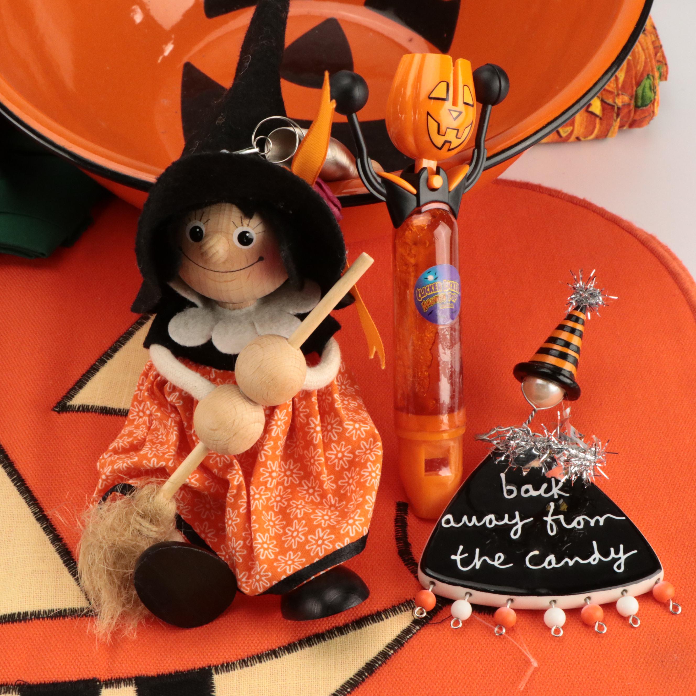 Lynn Morris Pumpkin-Shaped Ceramic Jar and Other Halloween Décor