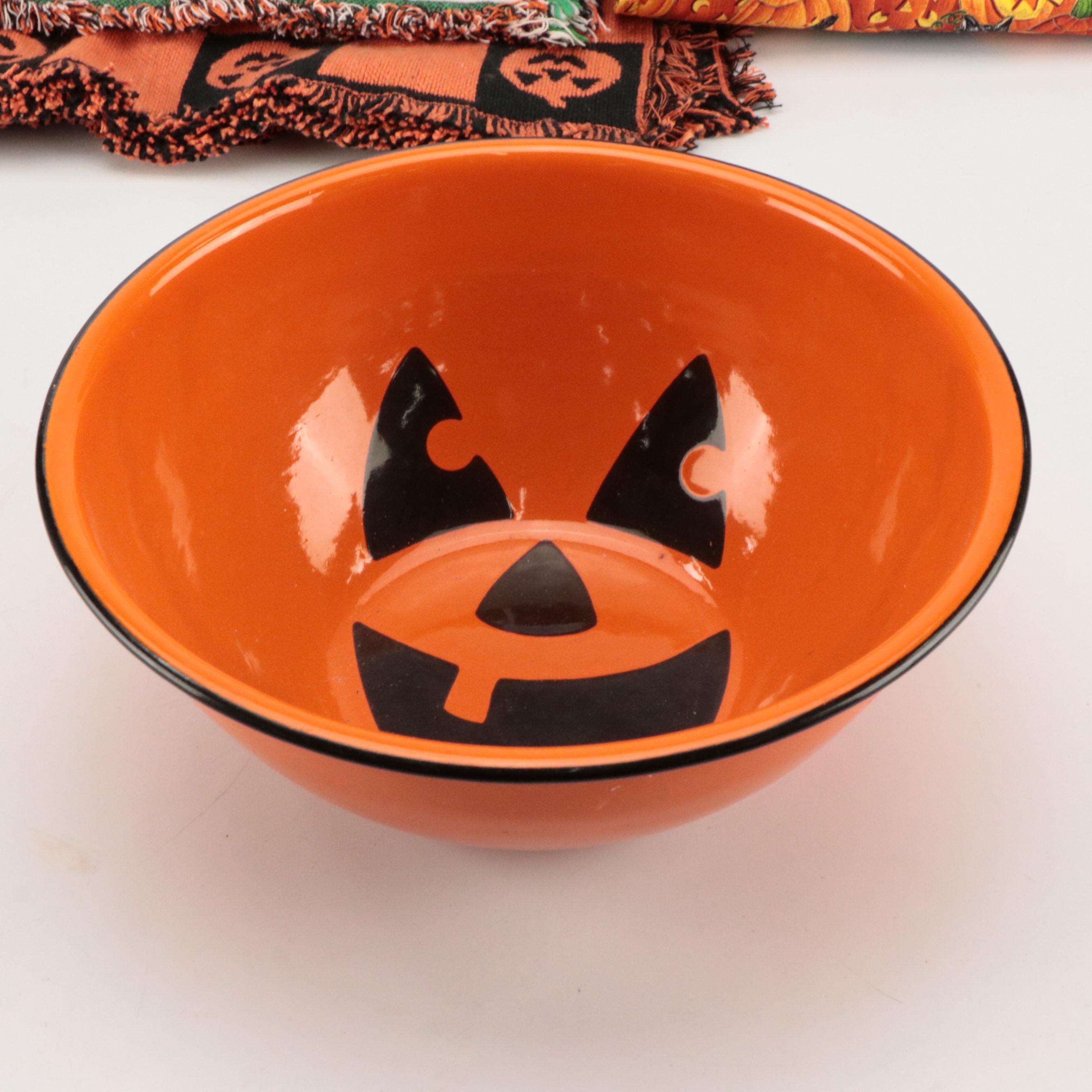 Lynn Morris Pumpkin-Shaped Ceramic Jar and Other Halloween Décor