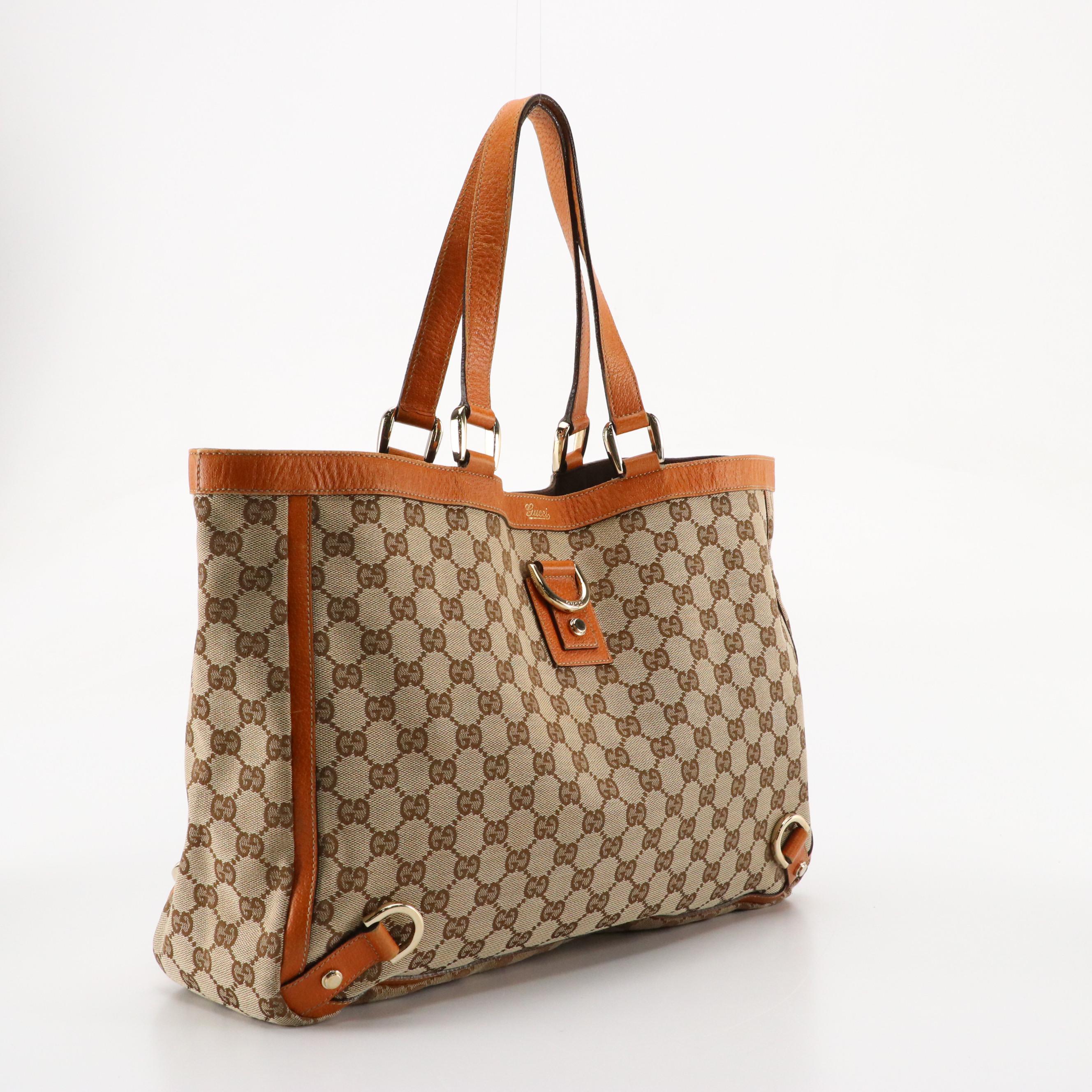 Gucci GG Canvas and Leather Abbey Tote Bag