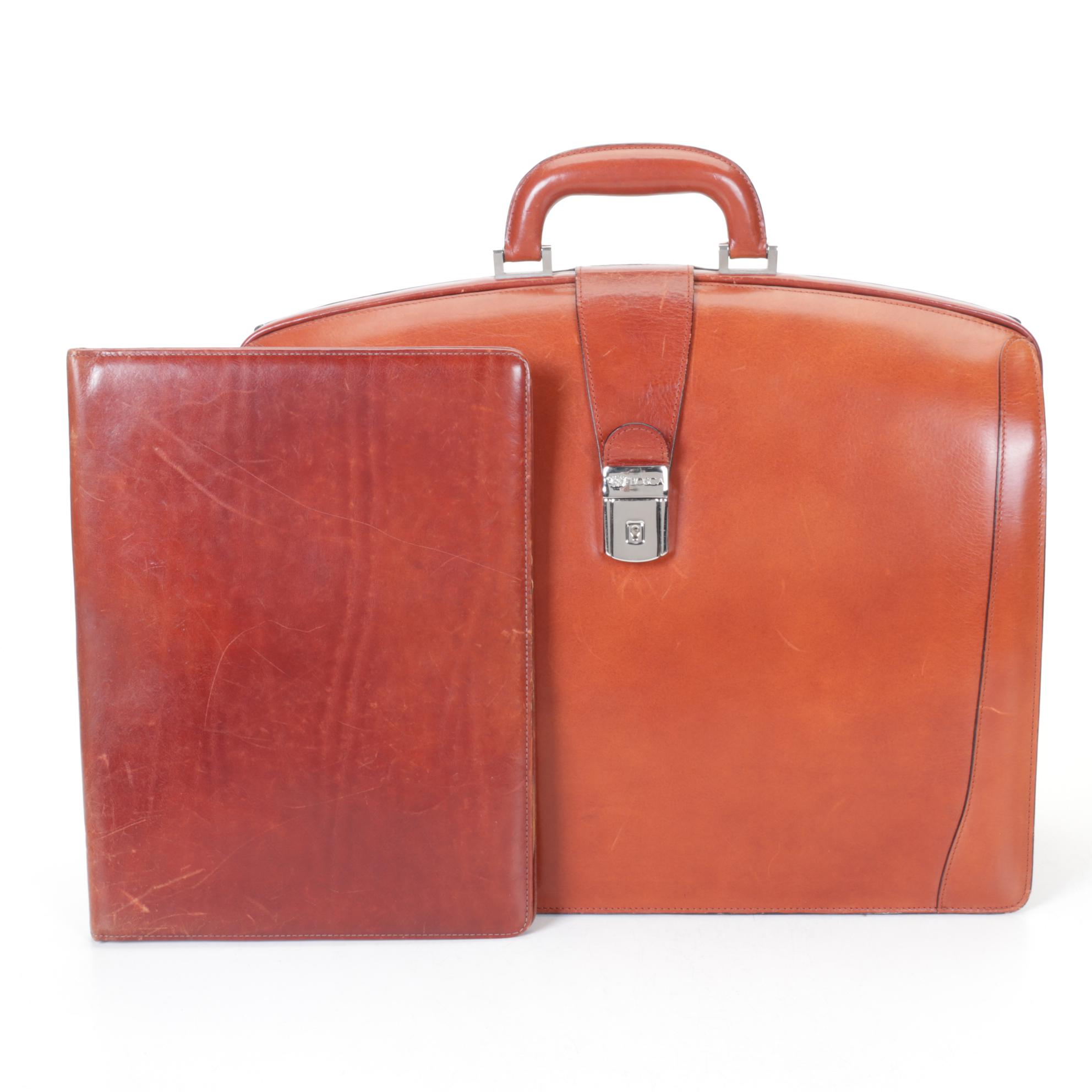 Bosca "Partner's" Hardshell Leather Briefcase and Portfolio