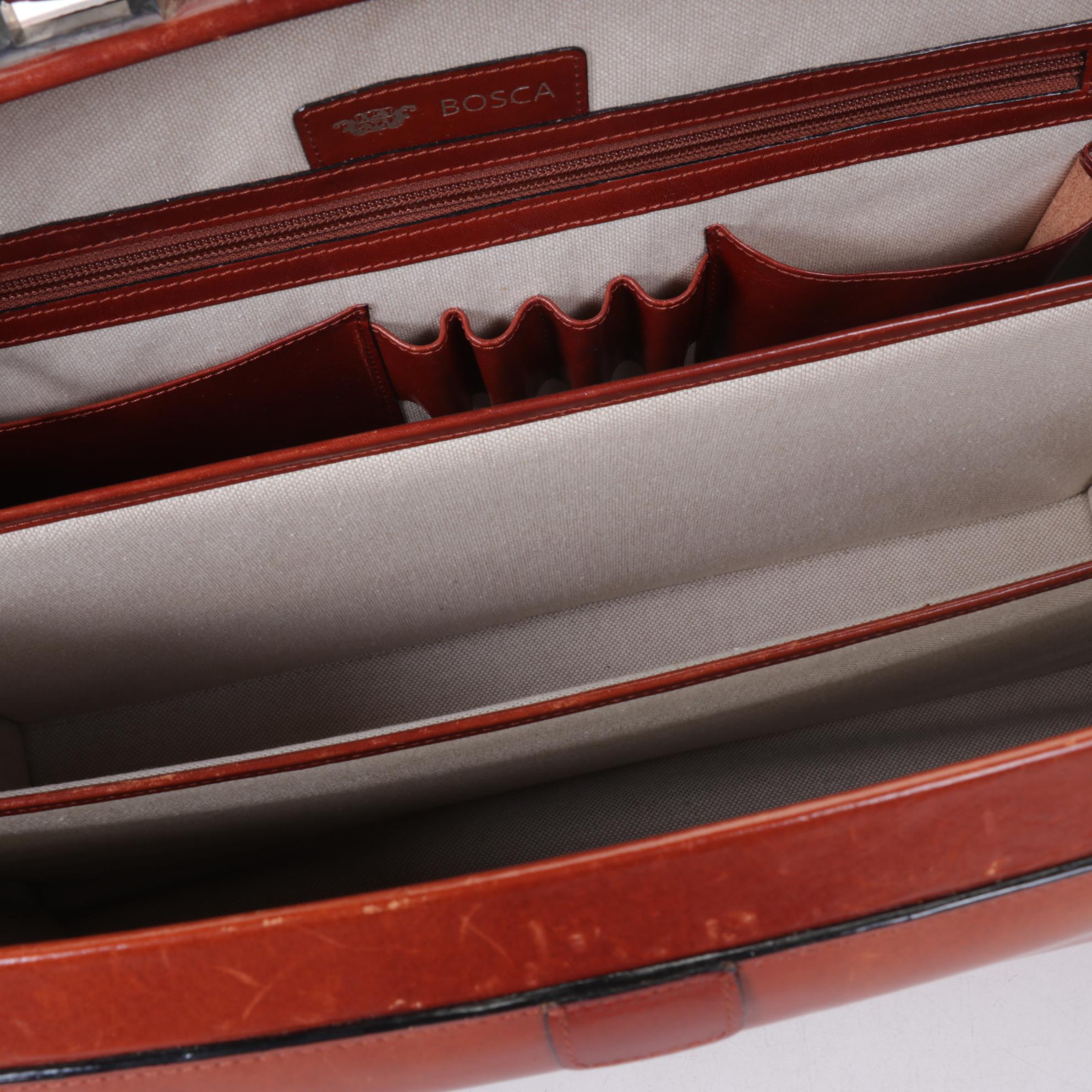 Bosca "Partner's" Hardshell Leather Briefcase and Portfolio