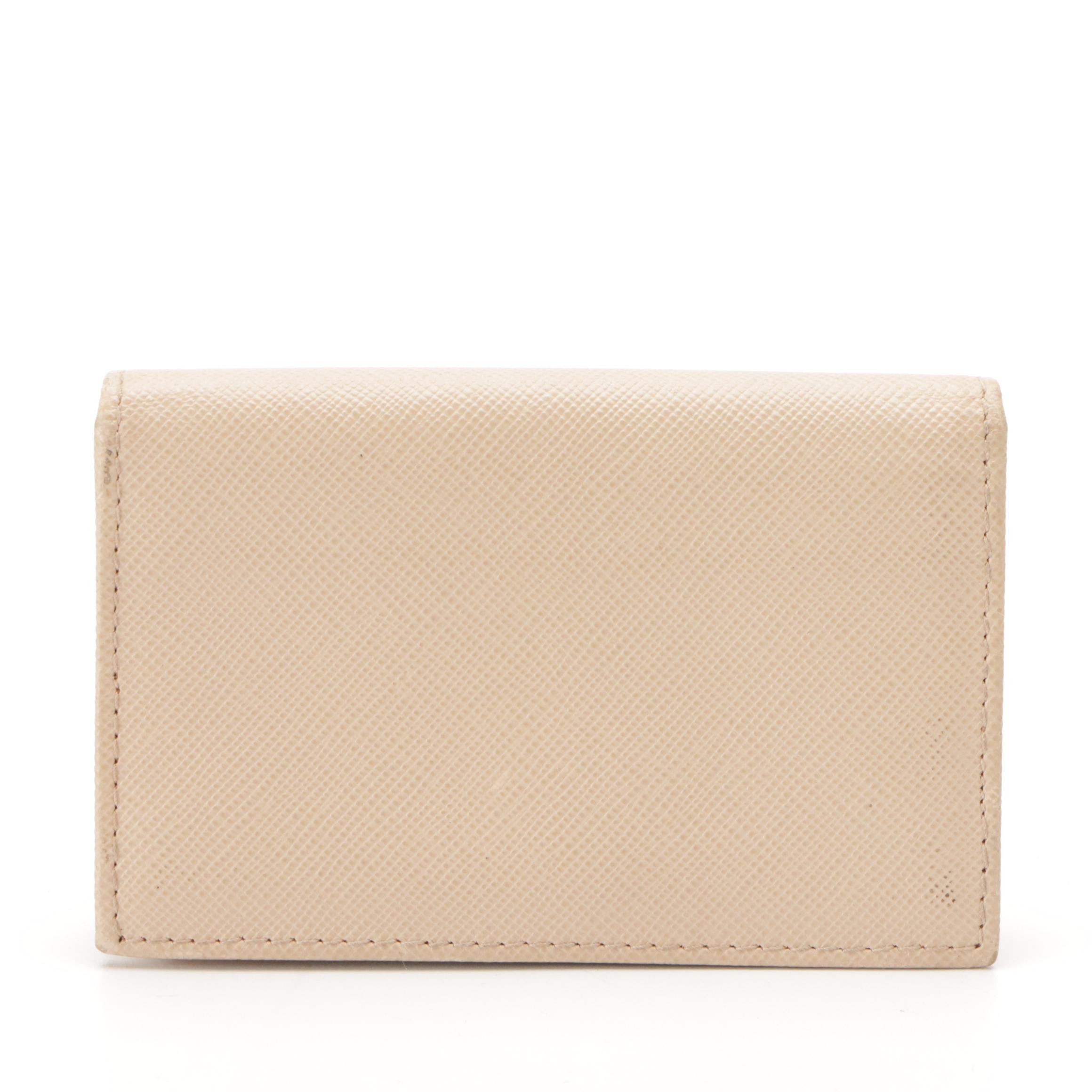 Prada Card Case in Neutral Saffiano Leather