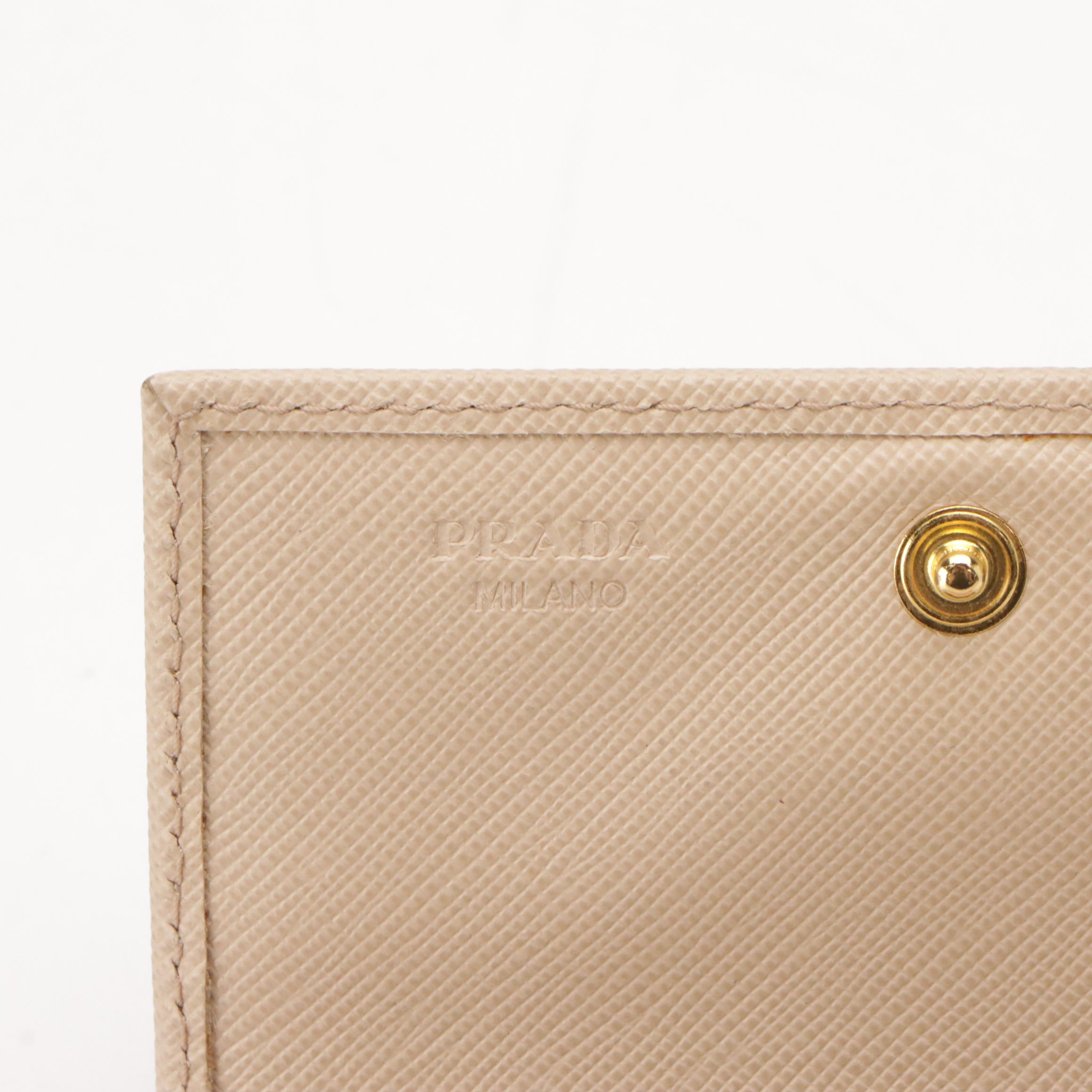 Prada Card Case in Neutral Saffiano Leather
