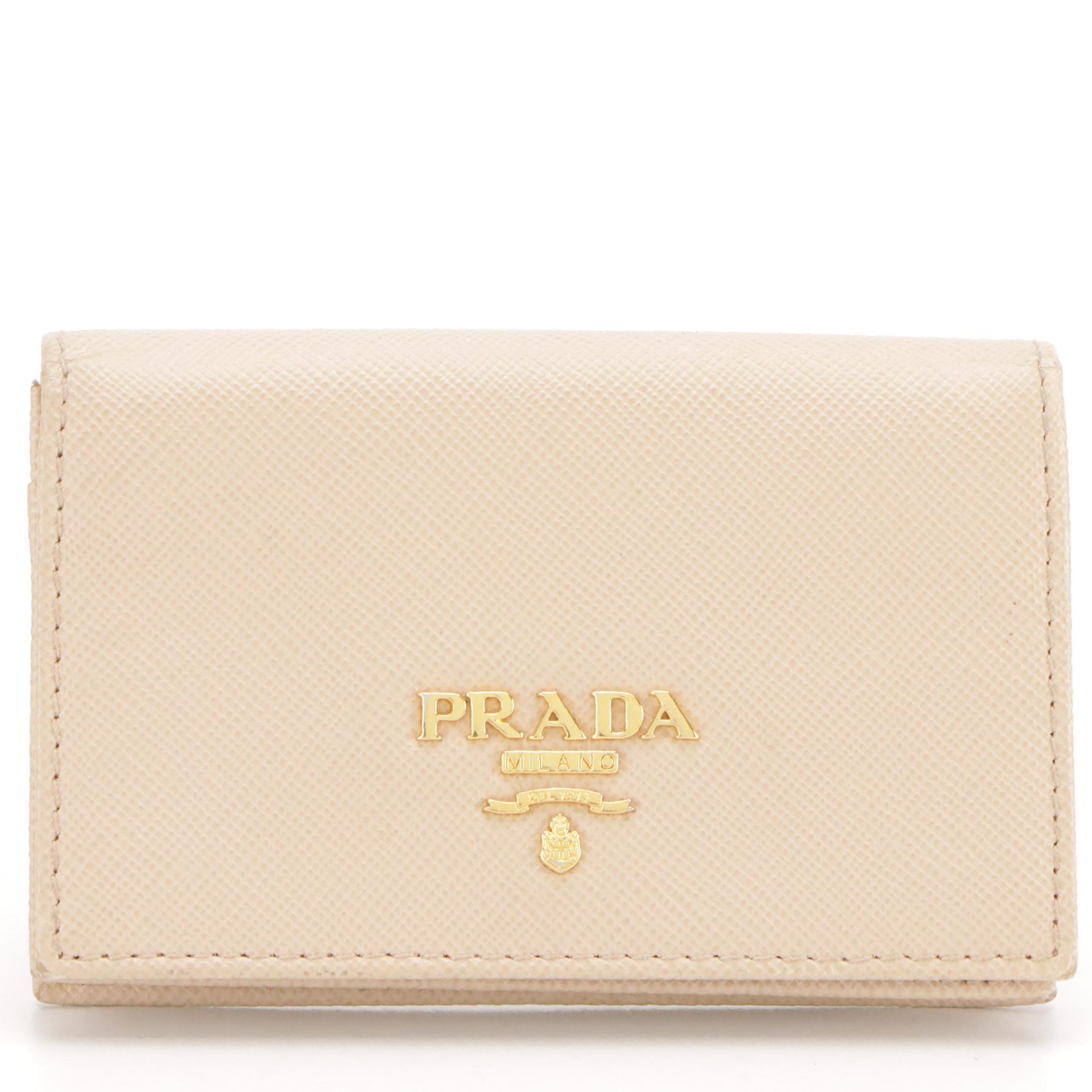 Prada Card Case in Neutral Saffiano Leather