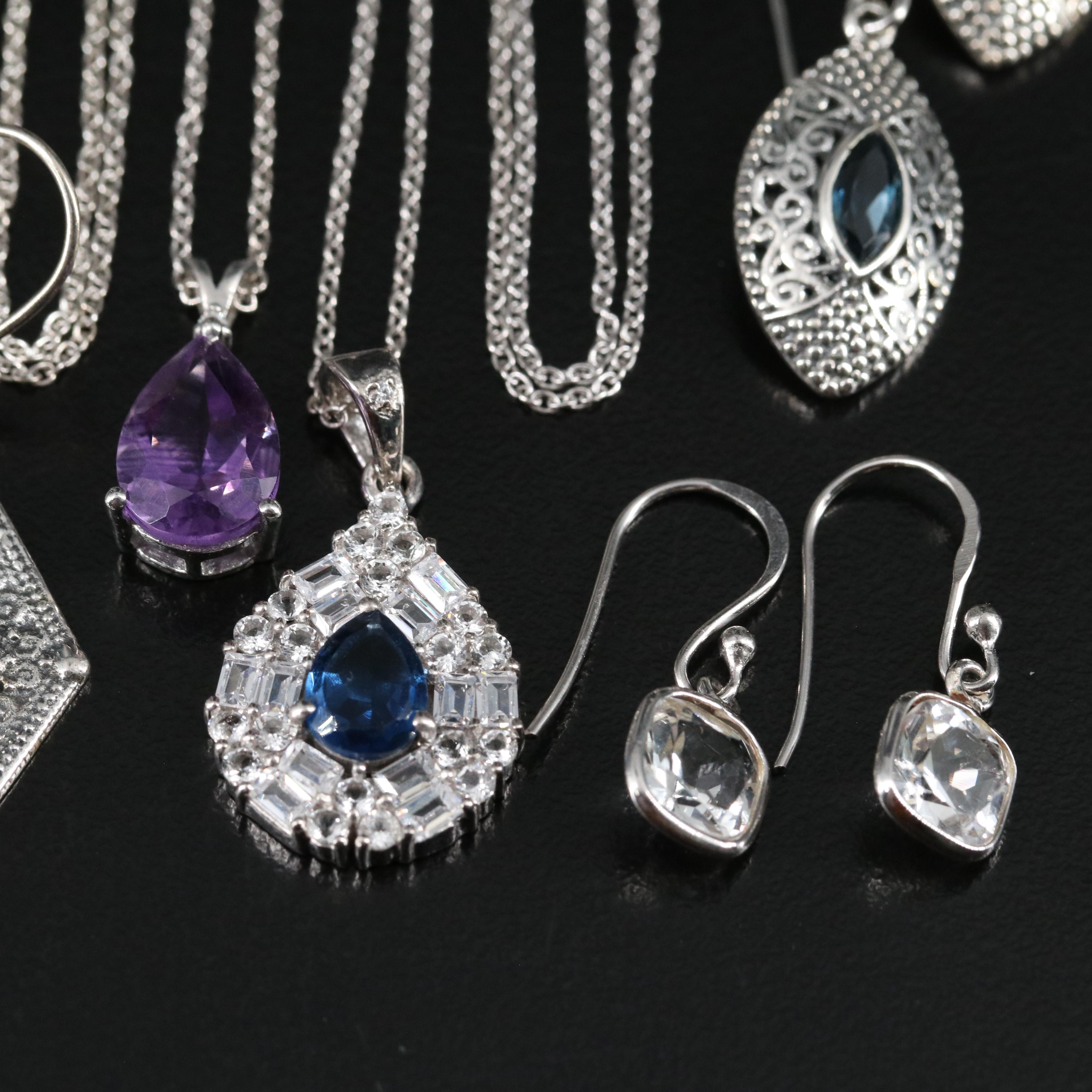 14 Assorted Sterling Silver Rings, Necklaces, and Earrings