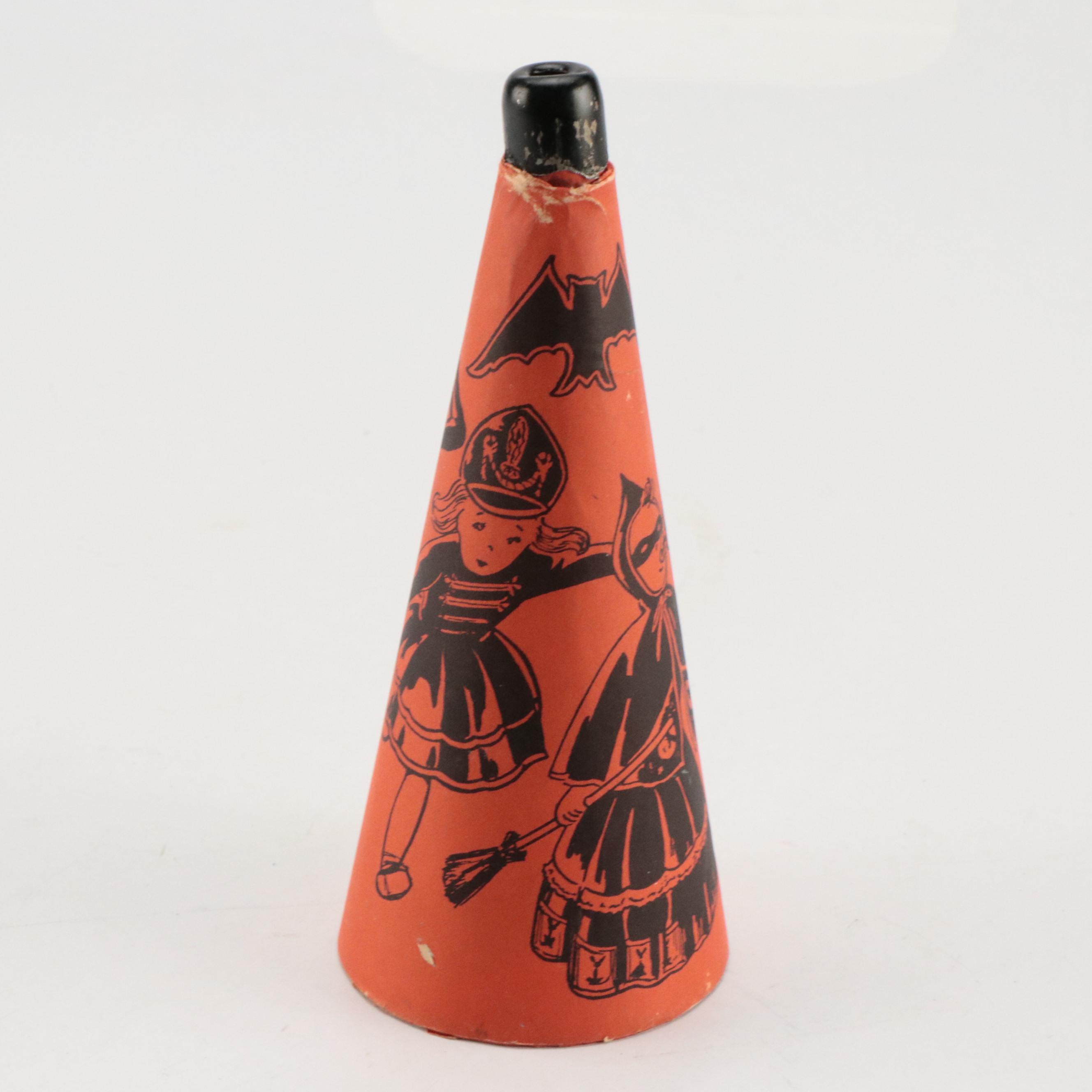 Halloween Horn, Bugle and Noisemaker with Pumpkin Light, Mid-20th Century