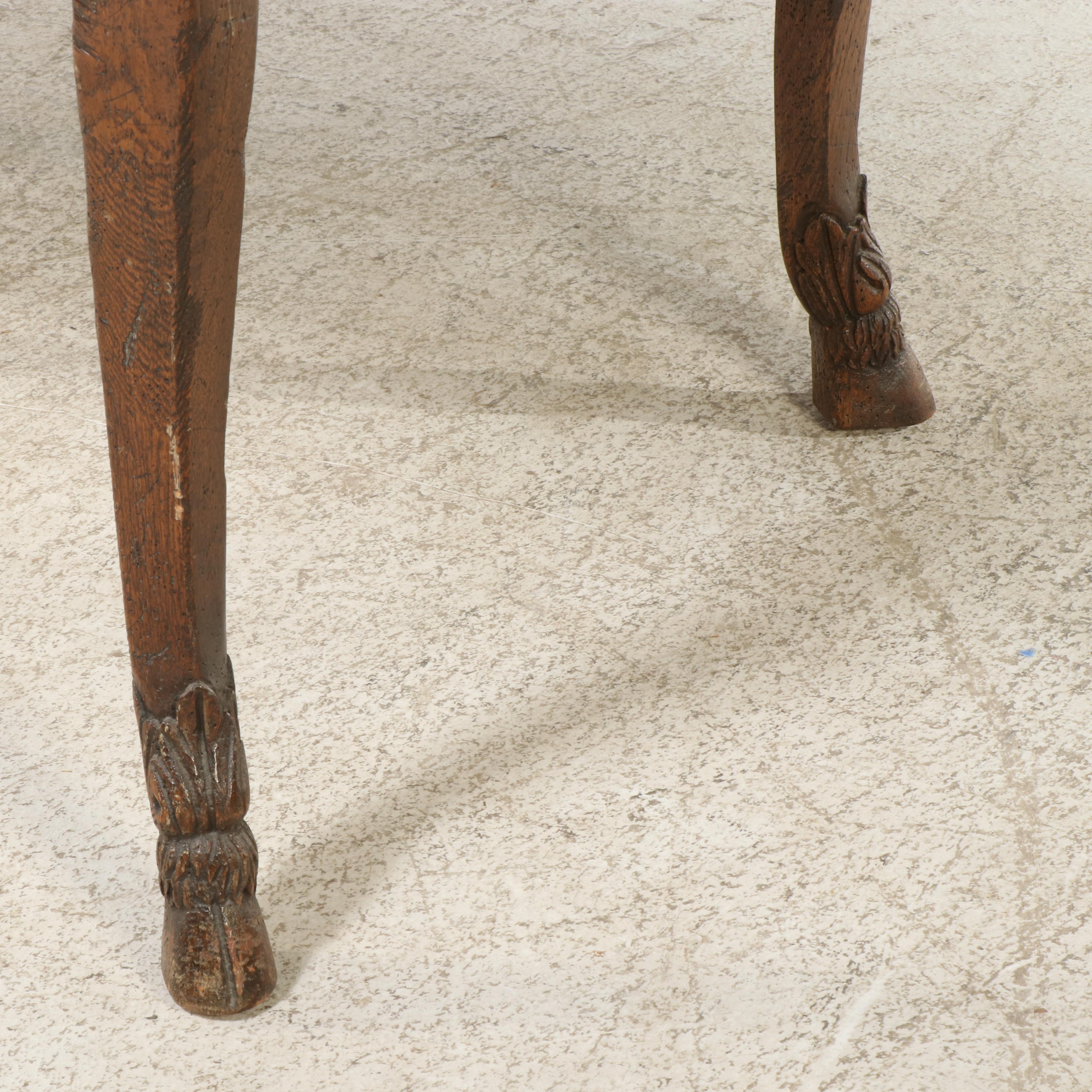 French Provincial Style Oak Dining Table with Parquet Top, 20th Century