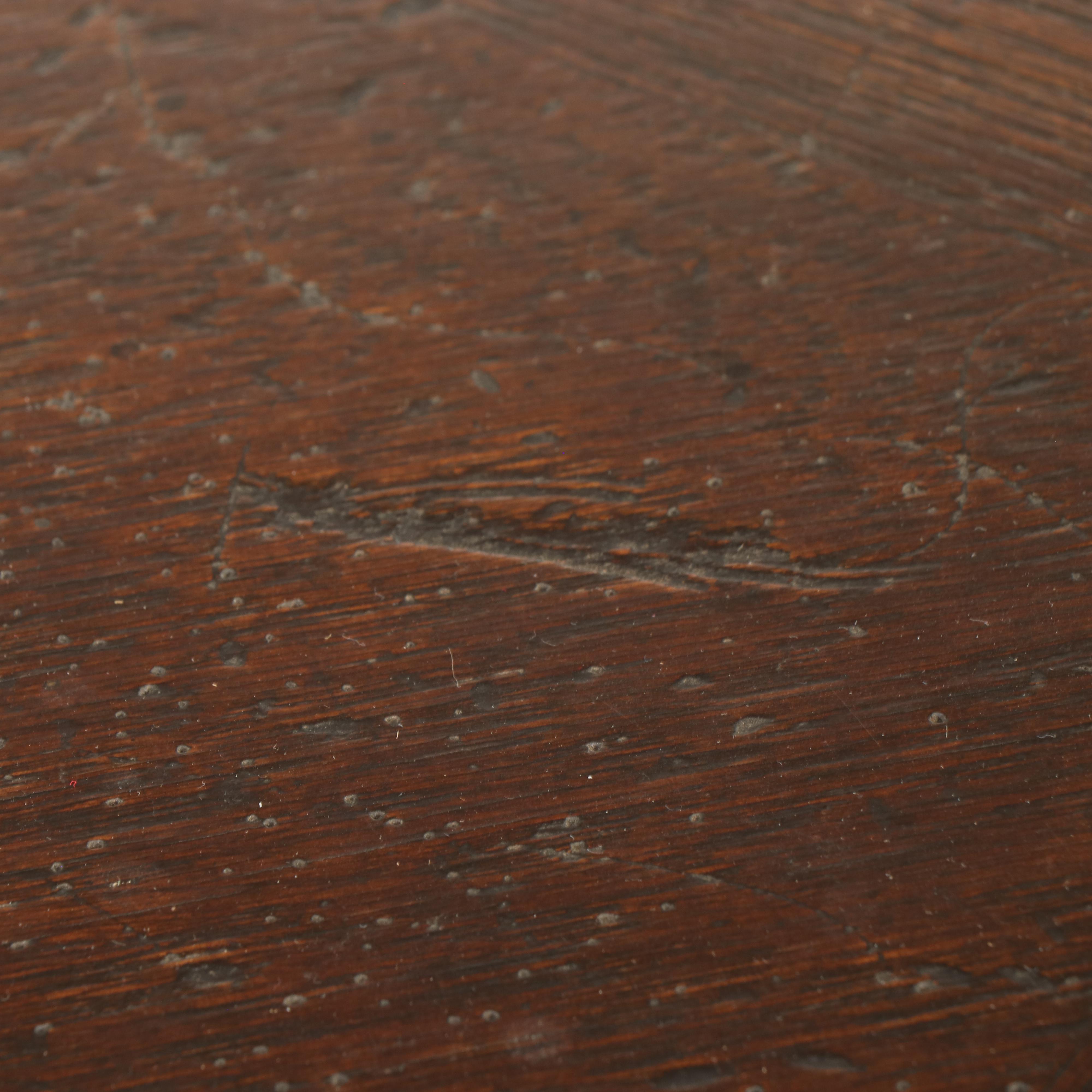 French Provincial Style Oak Dining Table with Parquet Top, 20th Century