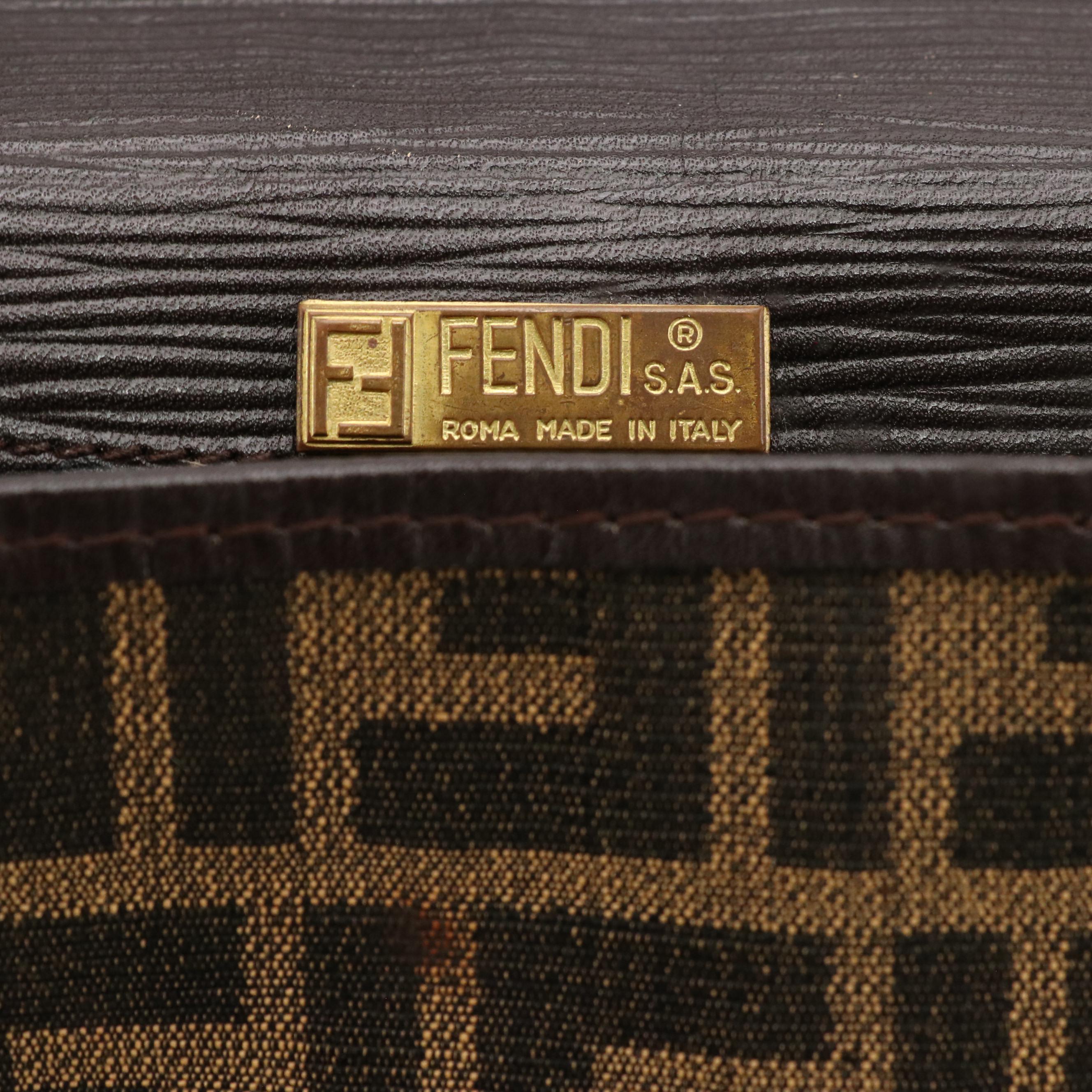 Fendi Zucca Canvas and Leather Tassel Front-Flap Crossbody Bag