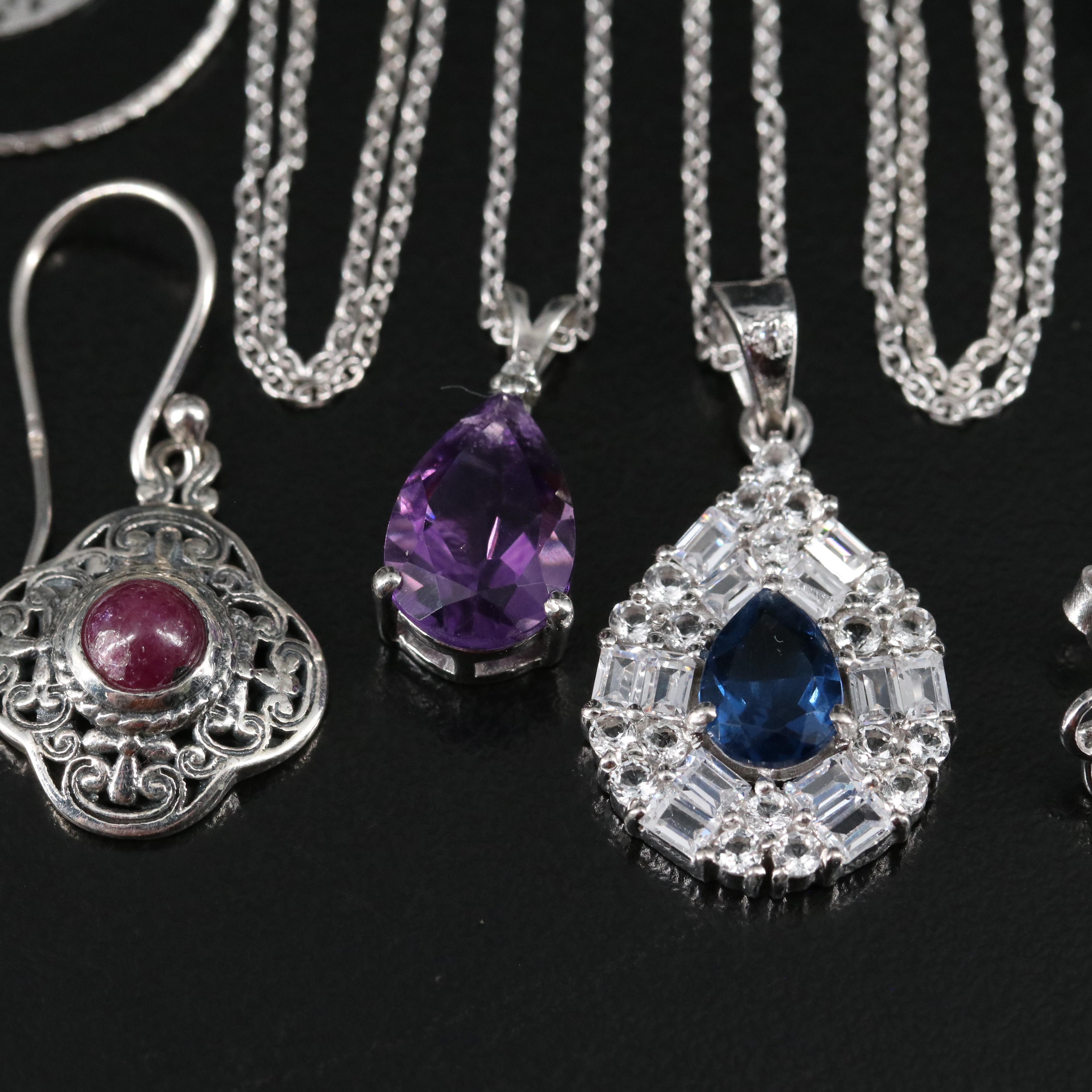 14 Assorted Sterling Silver Rings, Necklaces, and Earrings