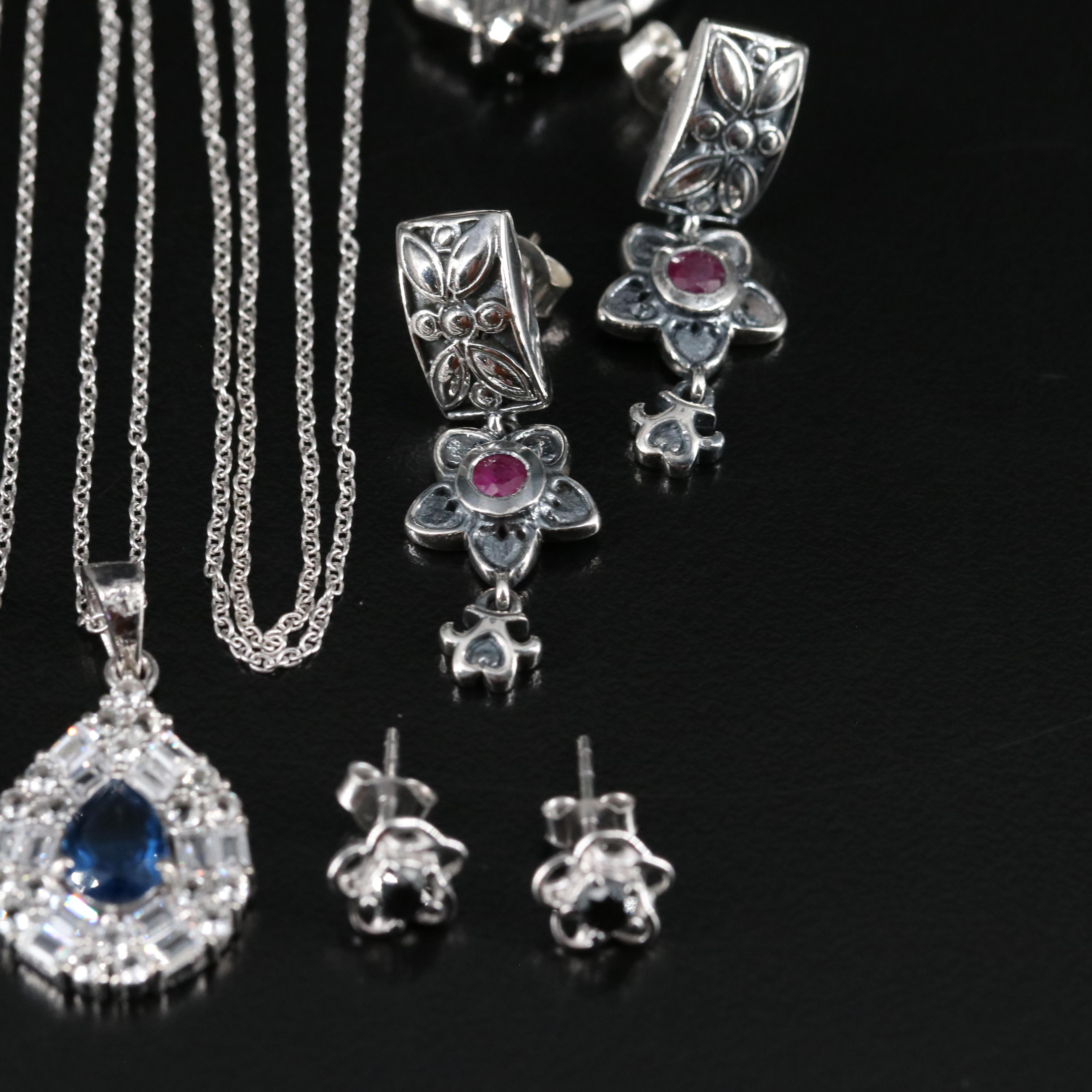 14 Assorted Sterling Silver Rings, Necklaces, and Earrings