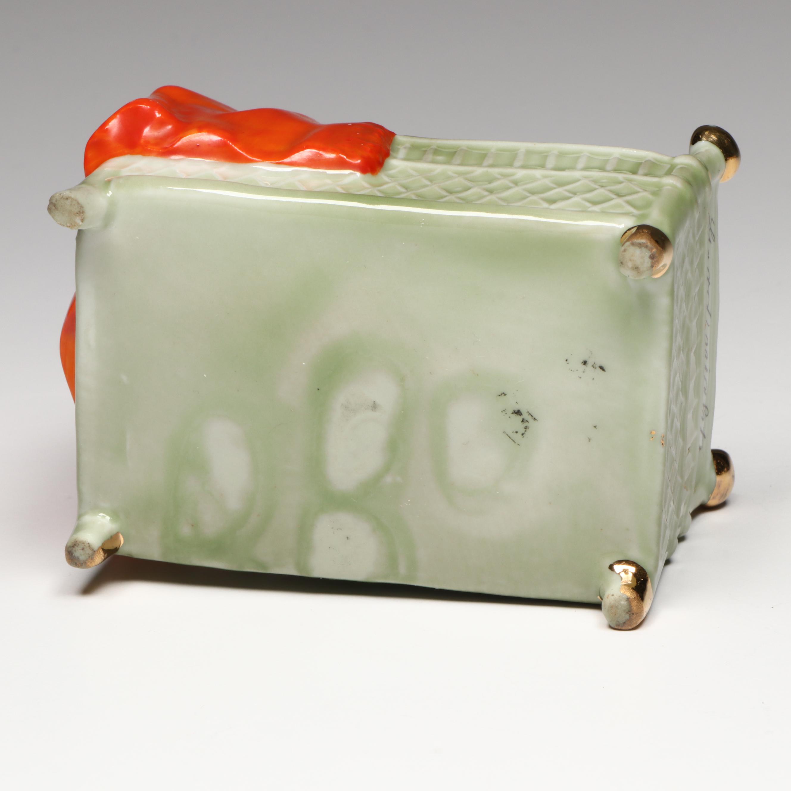 German Porcelain Fairing Pigs in Bed, Early 20th Century