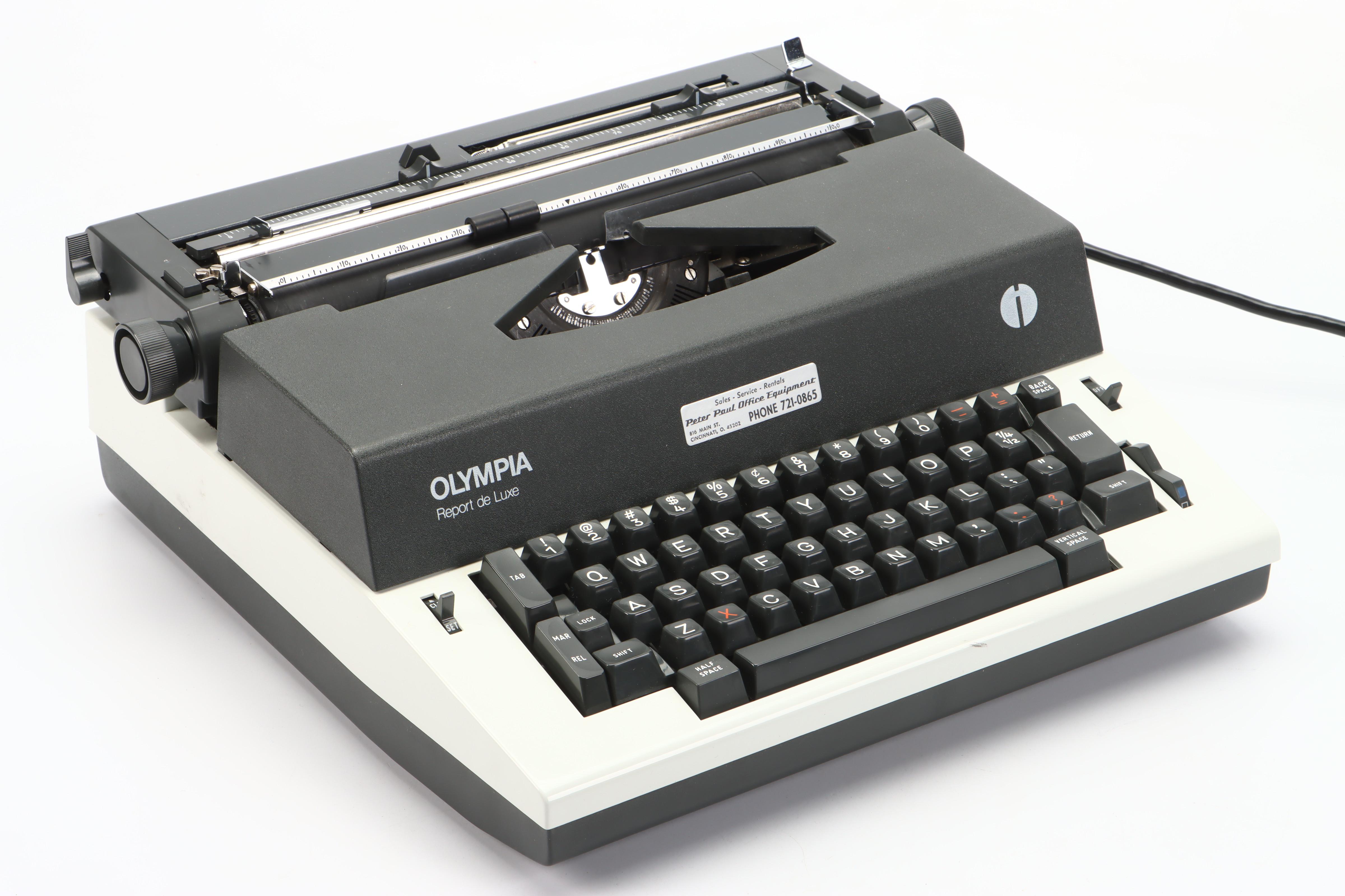 Olympia Report de Luxe Electric Typewriter with Carrying Case, 1970s