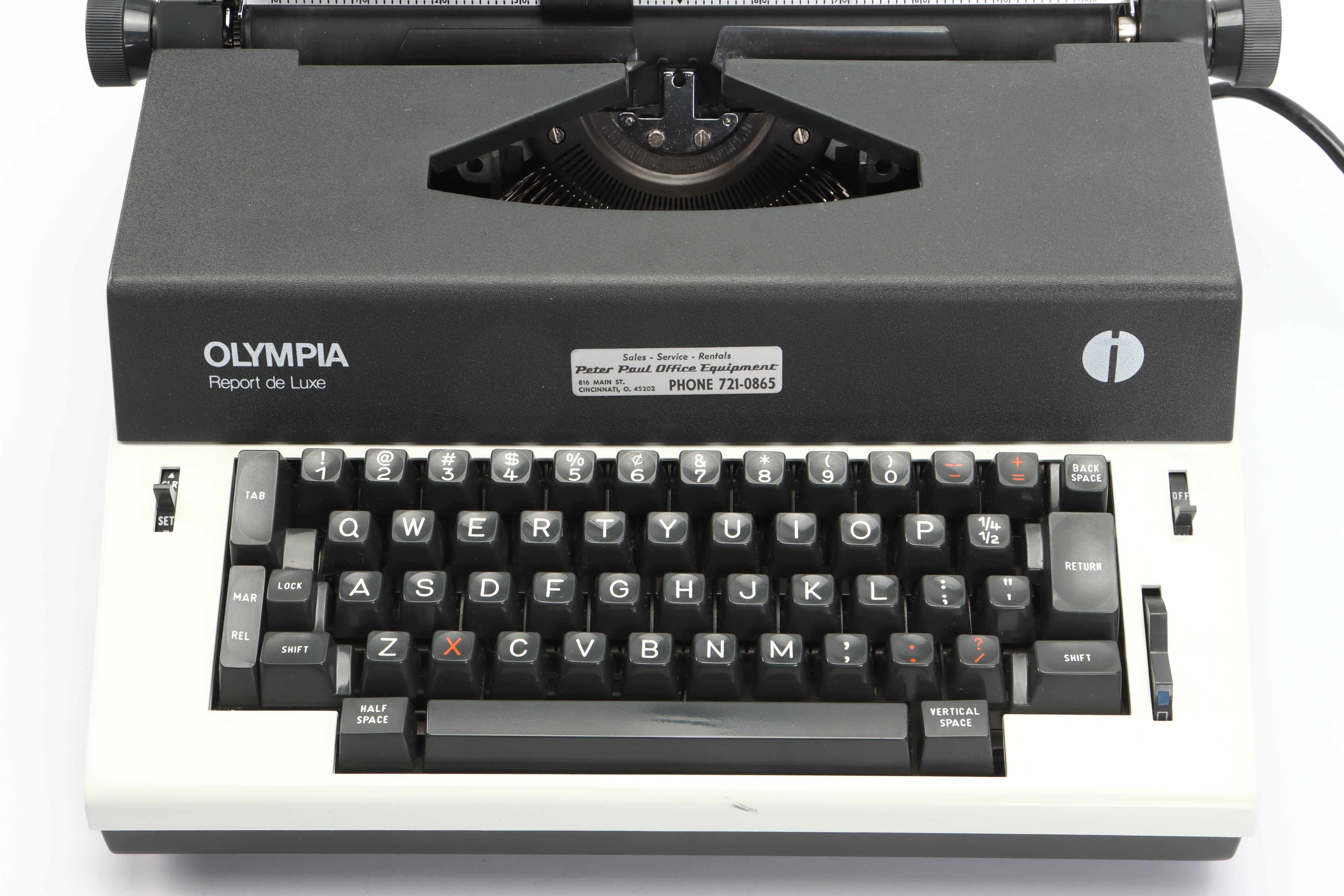 Olympia Report de Luxe Electric Typewriter with Carrying Case, 1970s