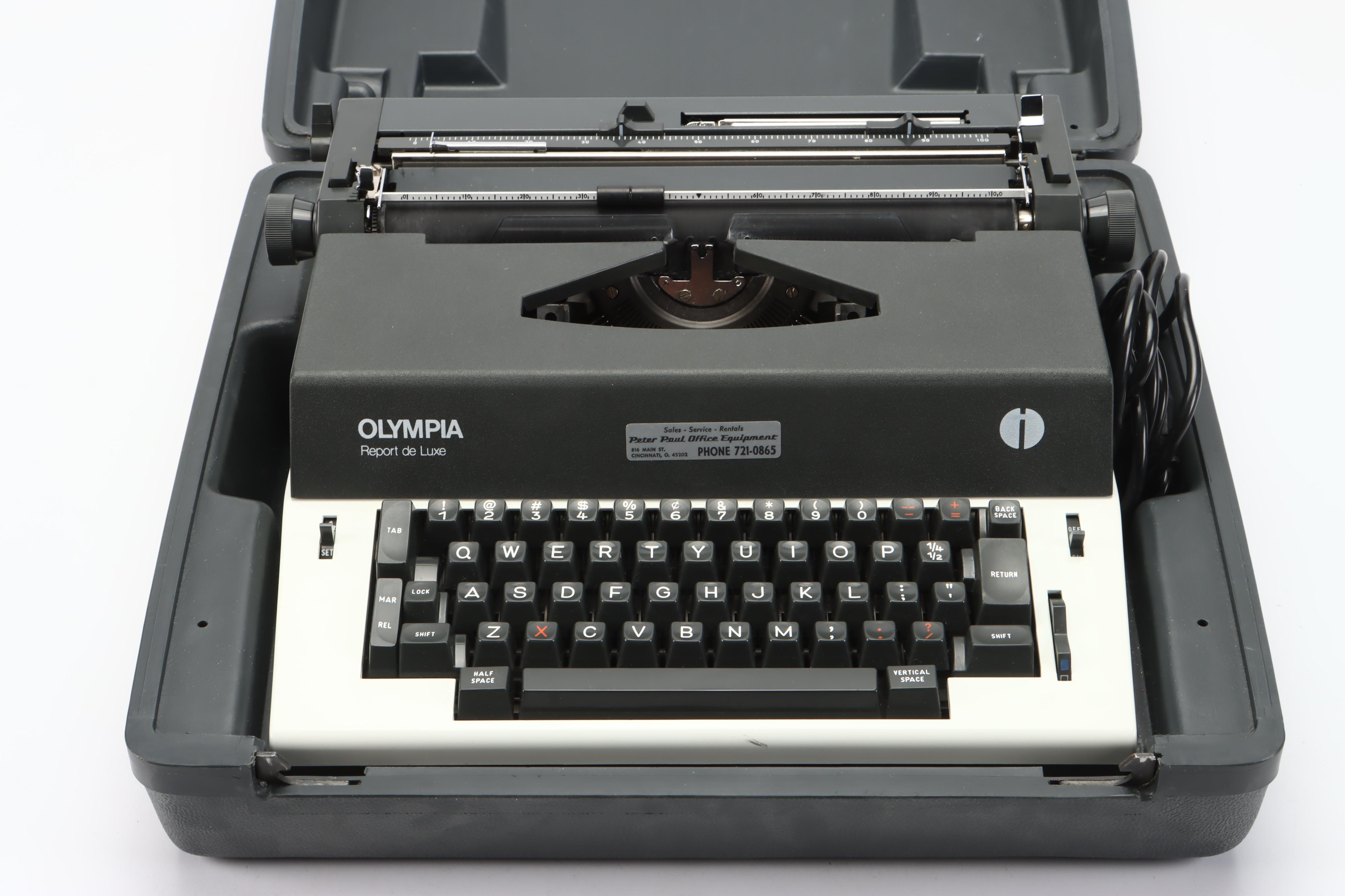 Olympia Report de Luxe Electric Typewriter with Carrying Case, 1970s