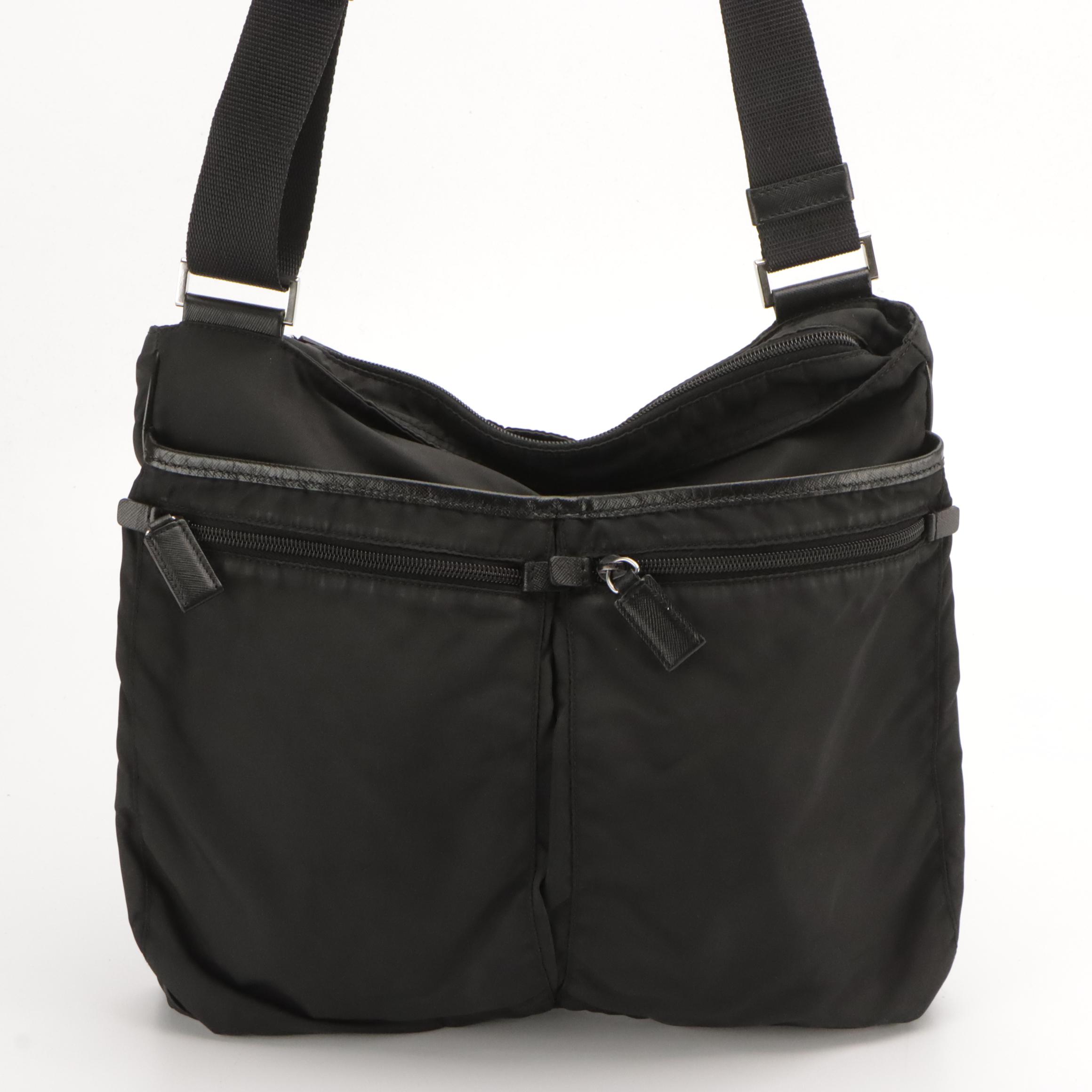 Prada Black Tessuto Nylon Messenger Bag
