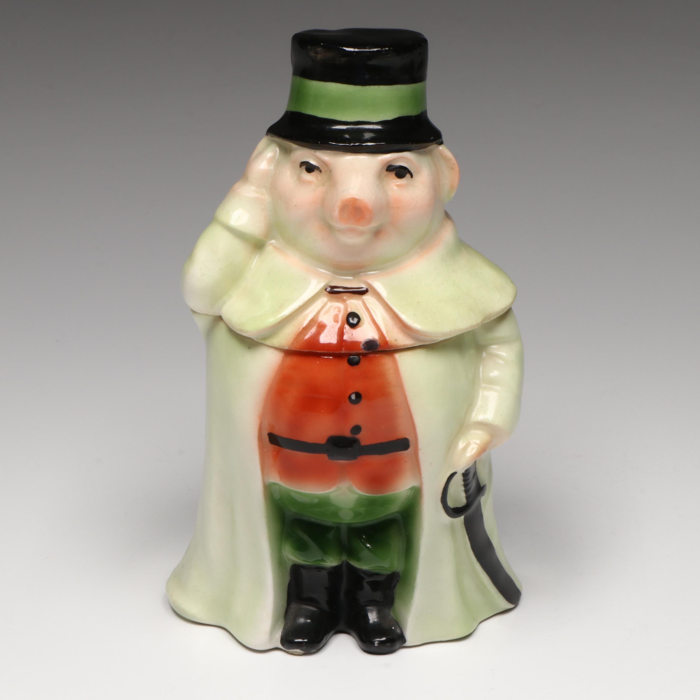 Austrian Porcelain Pig Jar, Early 20th Century