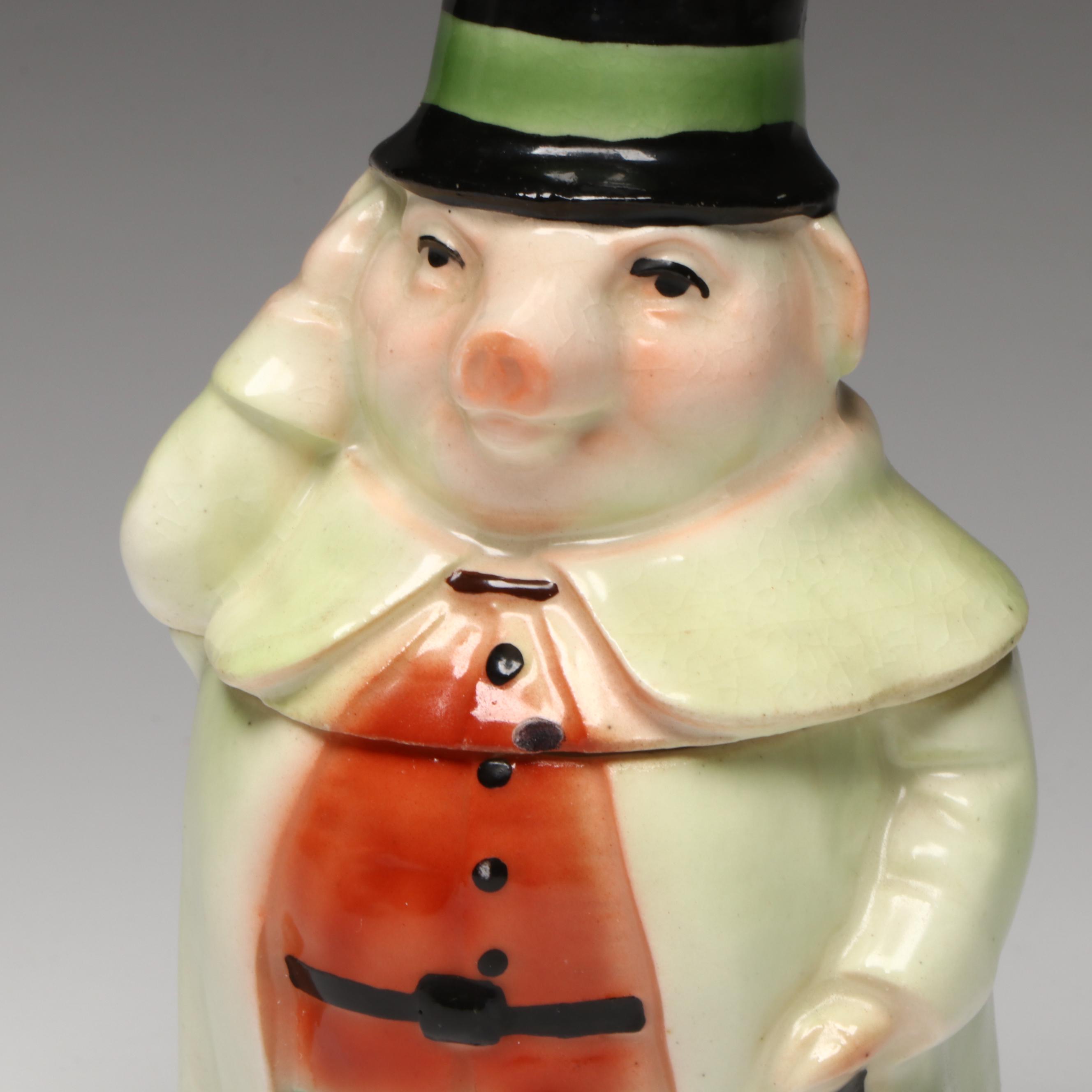 Austrian Porcelain Pig Jar, Early 20th Century