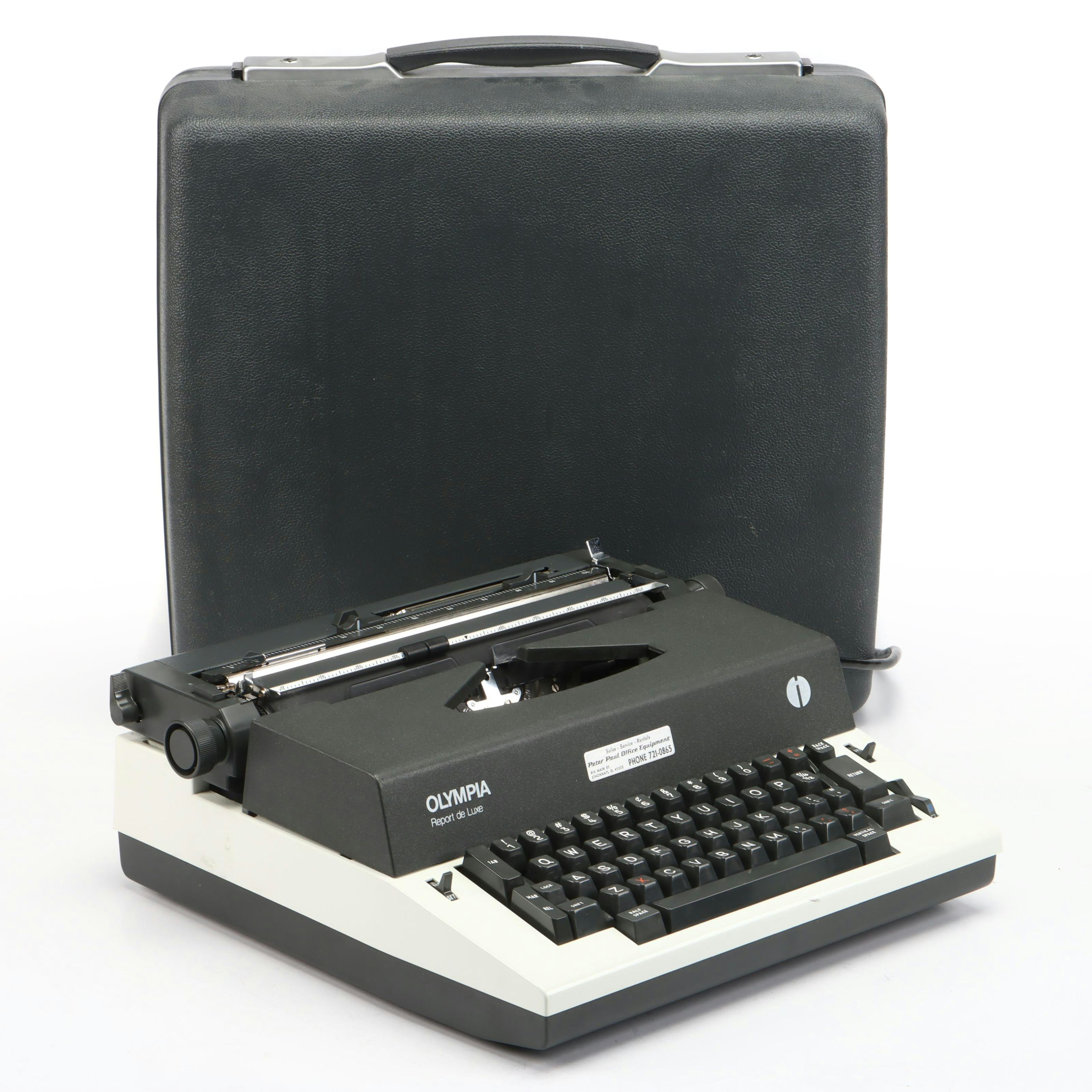 Olympia Report de Luxe Electric Typewriter with Carrying Case, 1970s