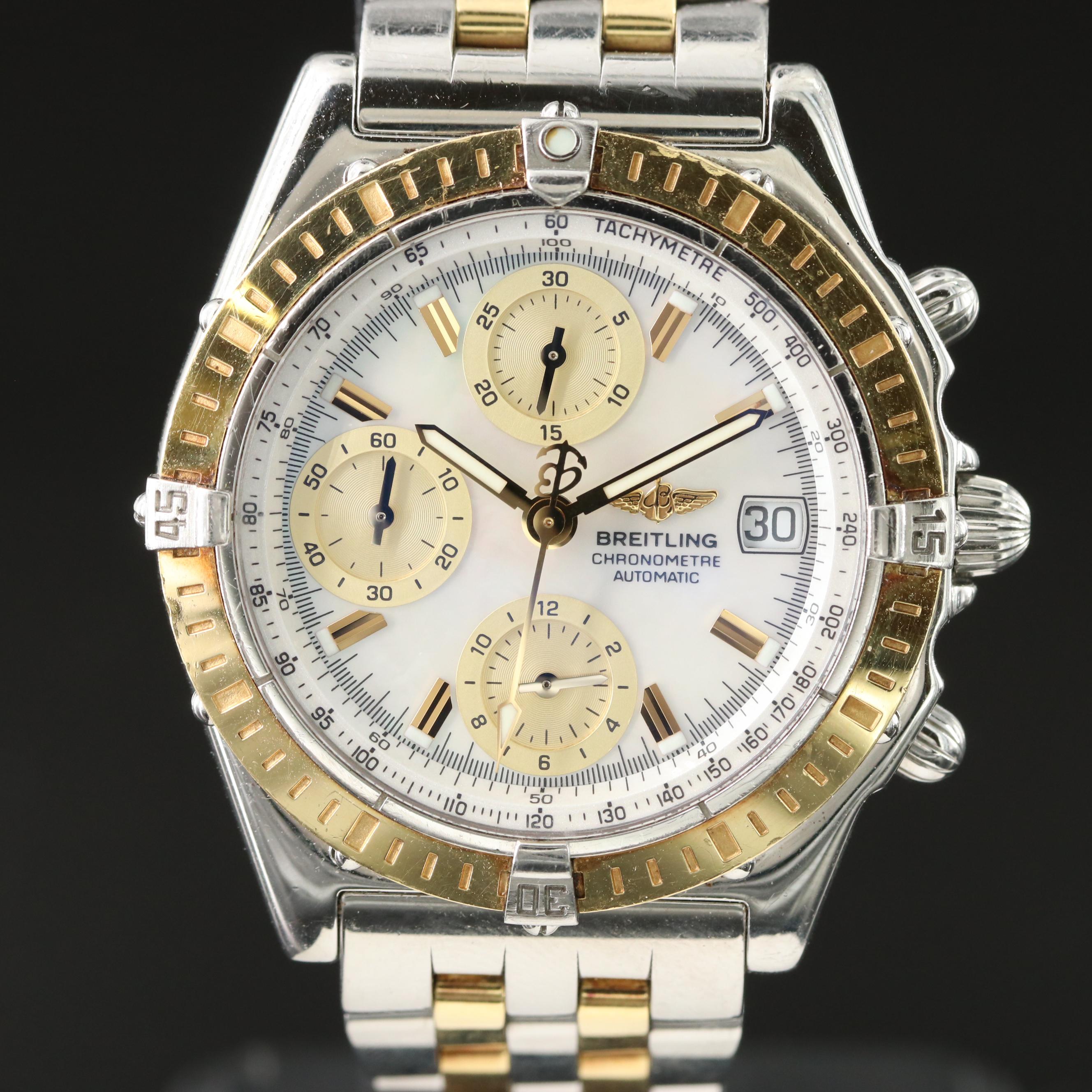 Breitling Chronomat D13352 Mother-of-Pearl 18K Gold & Steel Automatic Watch