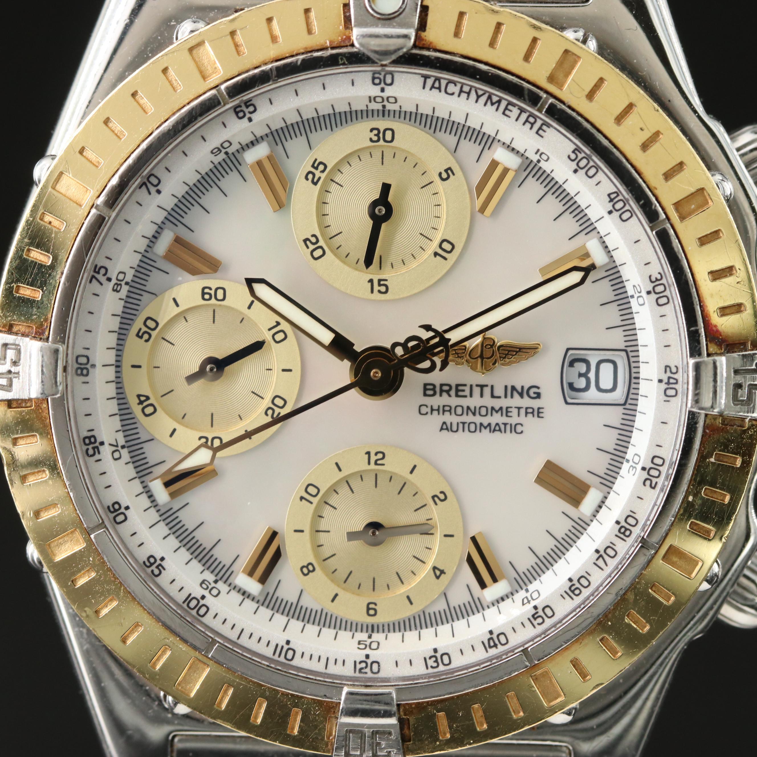 Breitling Chronomat D13352 Mother-of-Pearl 18K Gold & Steel Automatic Watch