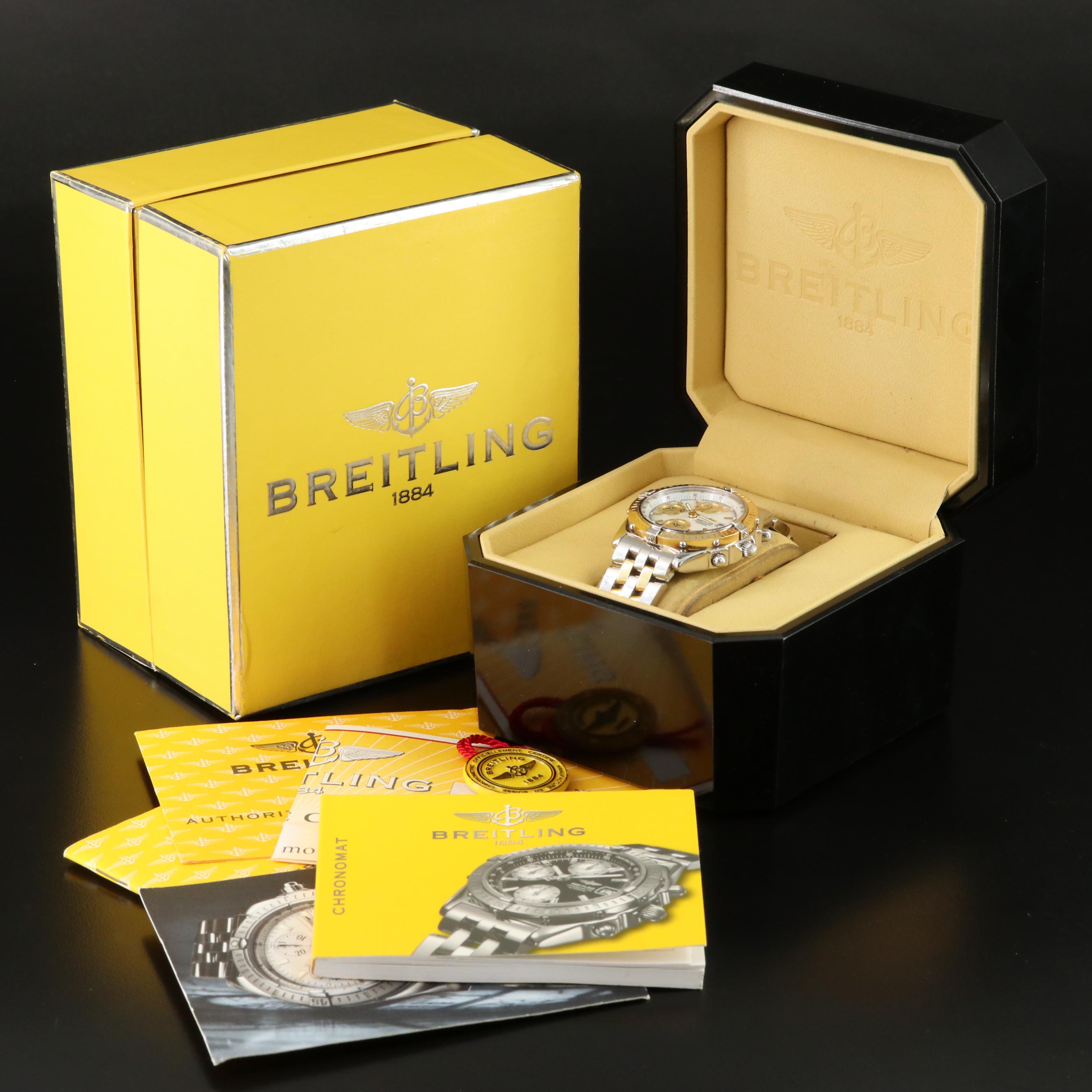 Breitling Chronomat D13352 Mother-of-Pearl 18K Gold & Steel Automatic Watch