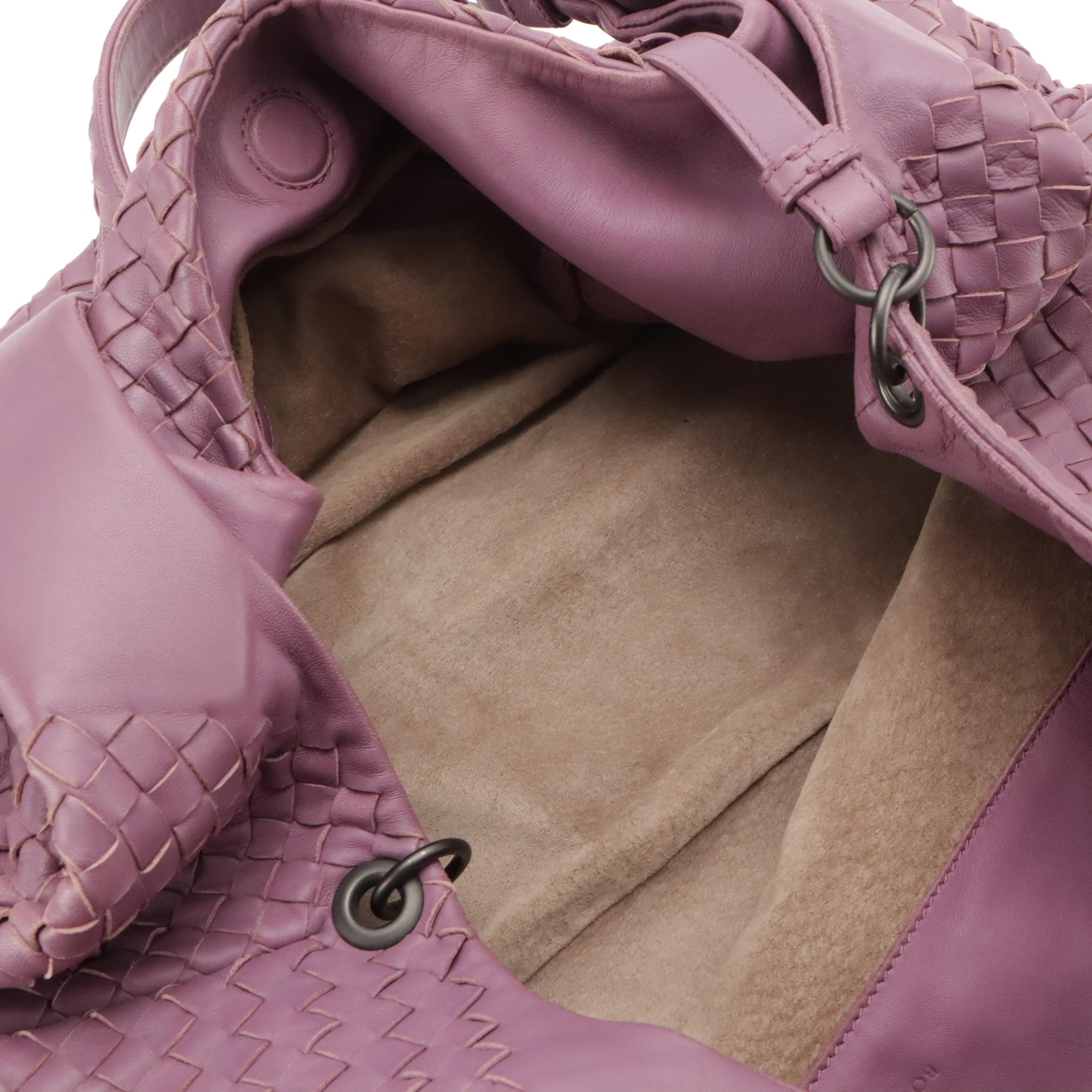 Bottega Veneta Lilac Intrecciato Leather Hobo Shoulder Bag