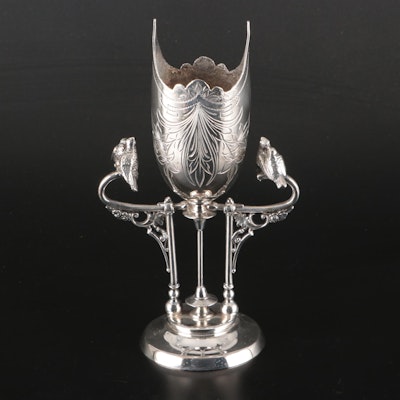 Aurora Silver Plate Aesthetic Movement Trophy Vase, Late 20th Century Aurora Silver Plate Aesthetic Movement Trophy Vase, Late 20th Century