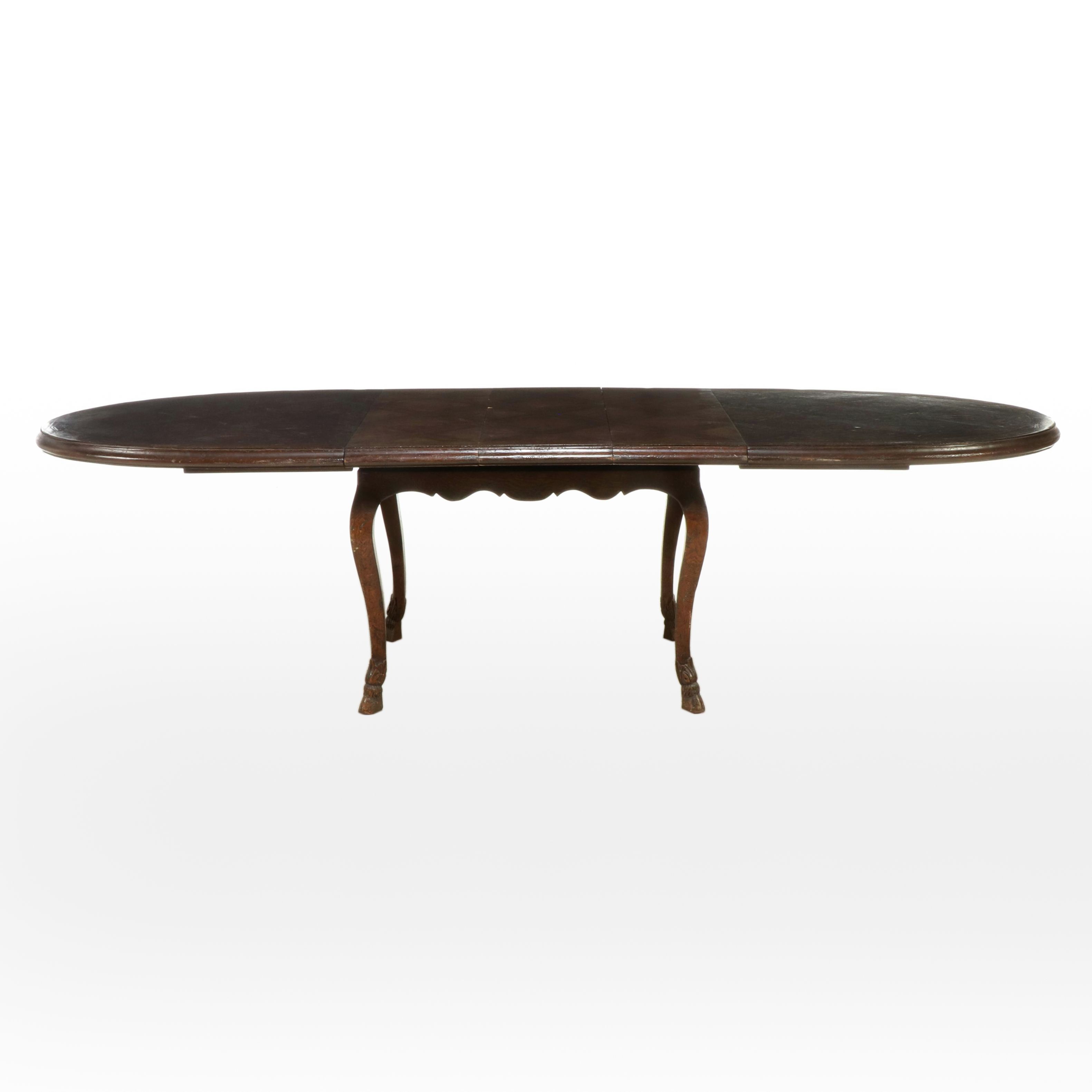 French Provincial Style Oak Dining Table with Parquet Top, 20th Century