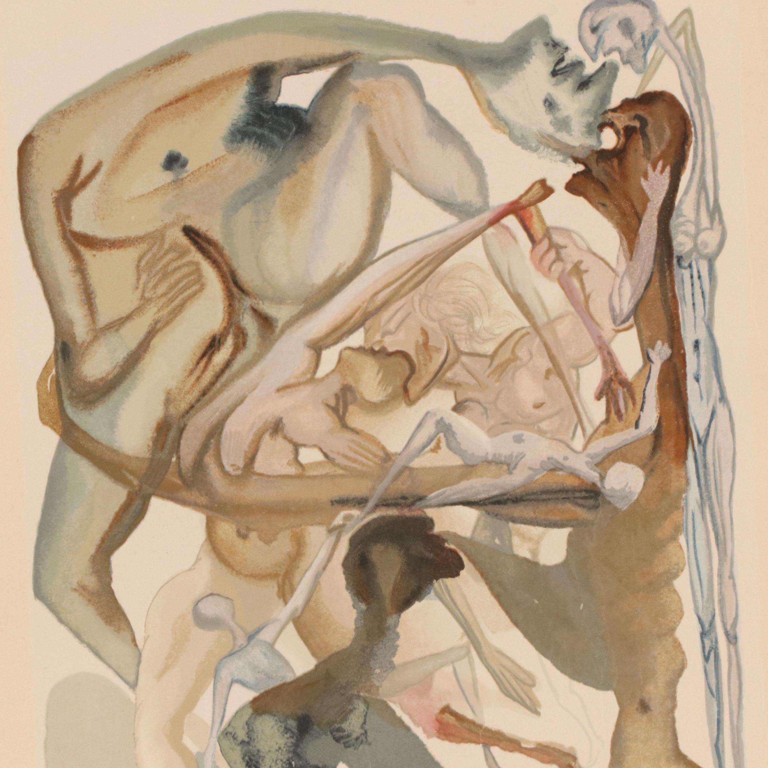 Salvador Dalí Wood Engraving "Au Bord du 7ème Bolge"