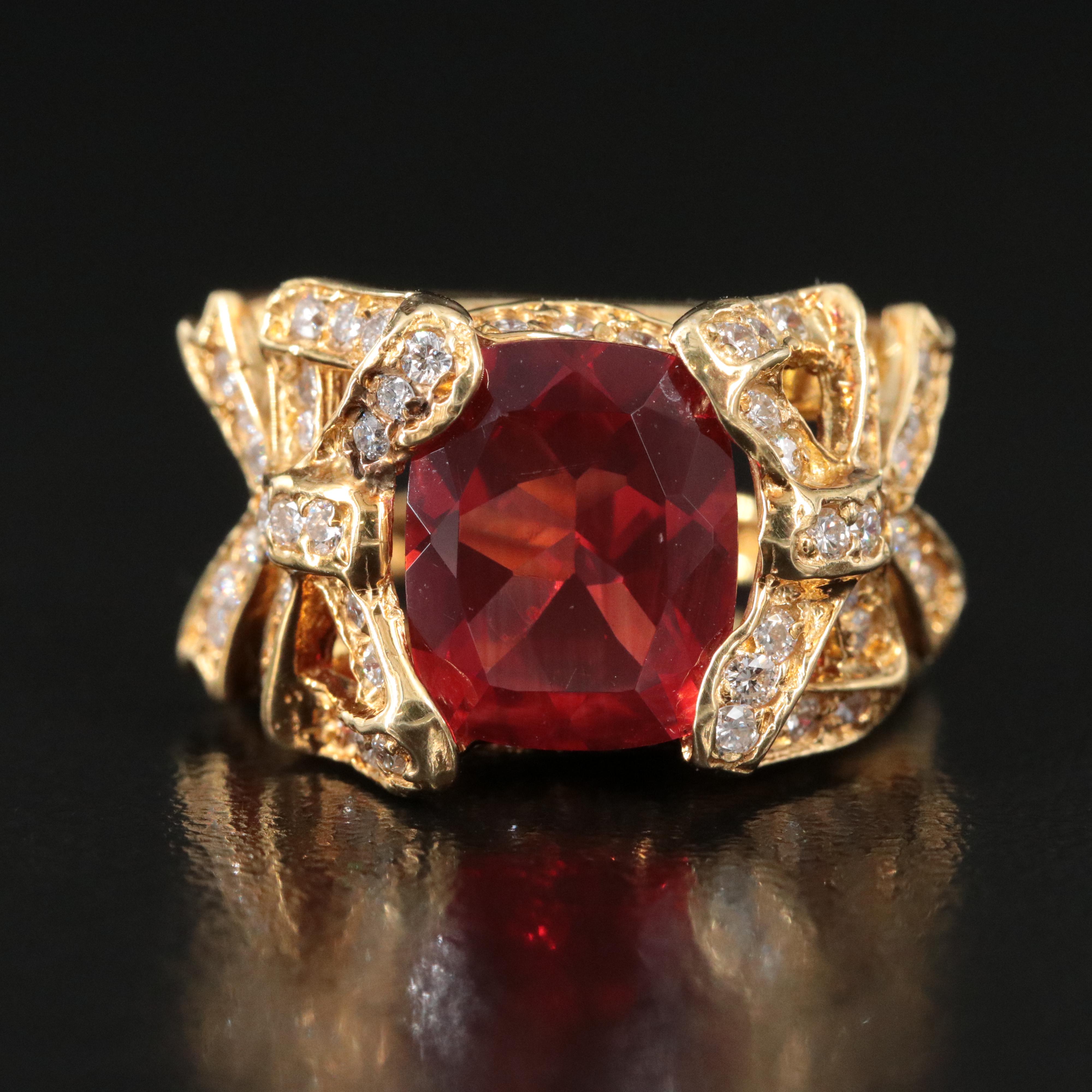 18K Labradorite and 0.98 CTW Diamond  Ring