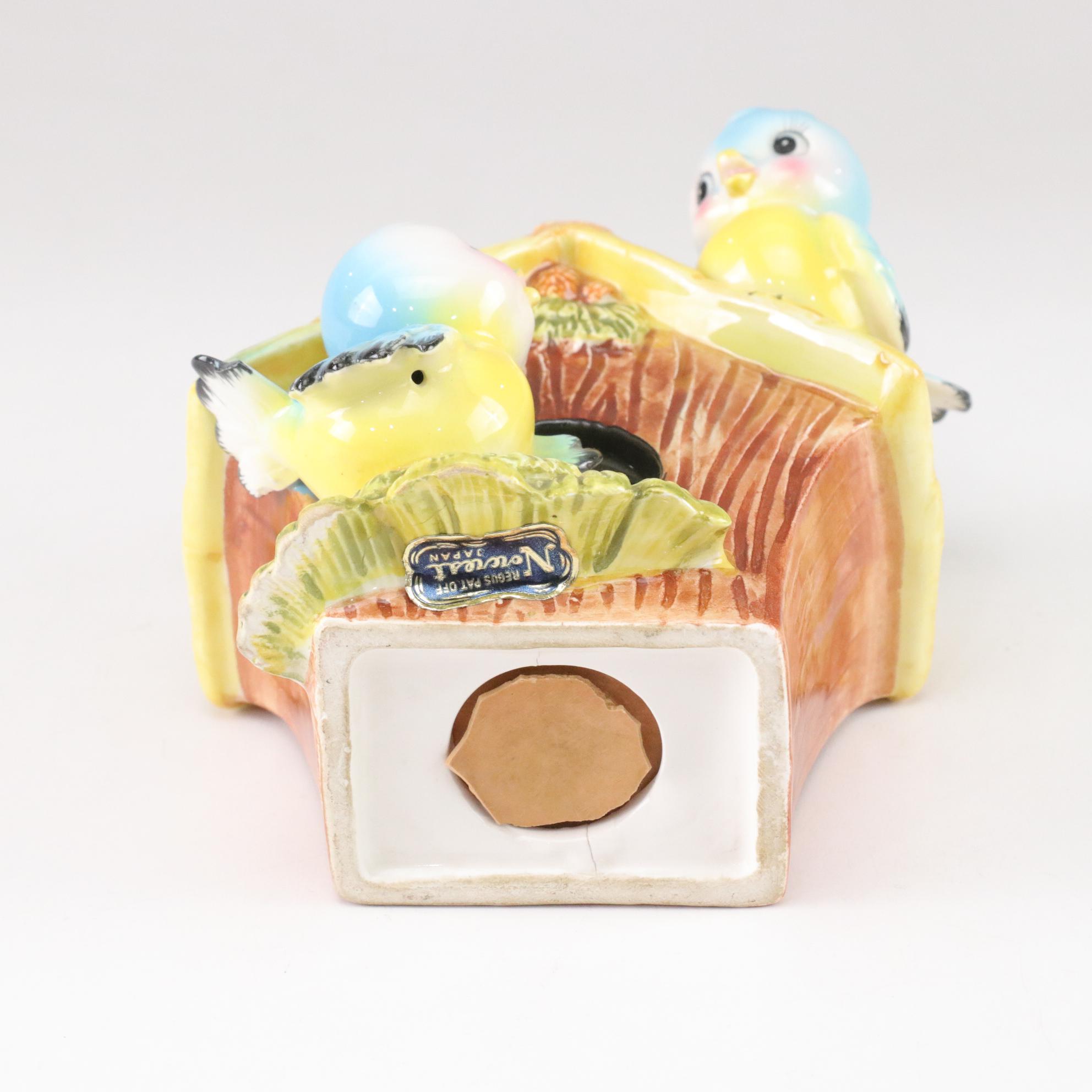 Norcrest Blue Birds Coin Bank with Porcelain Thimbles and Disney Bull