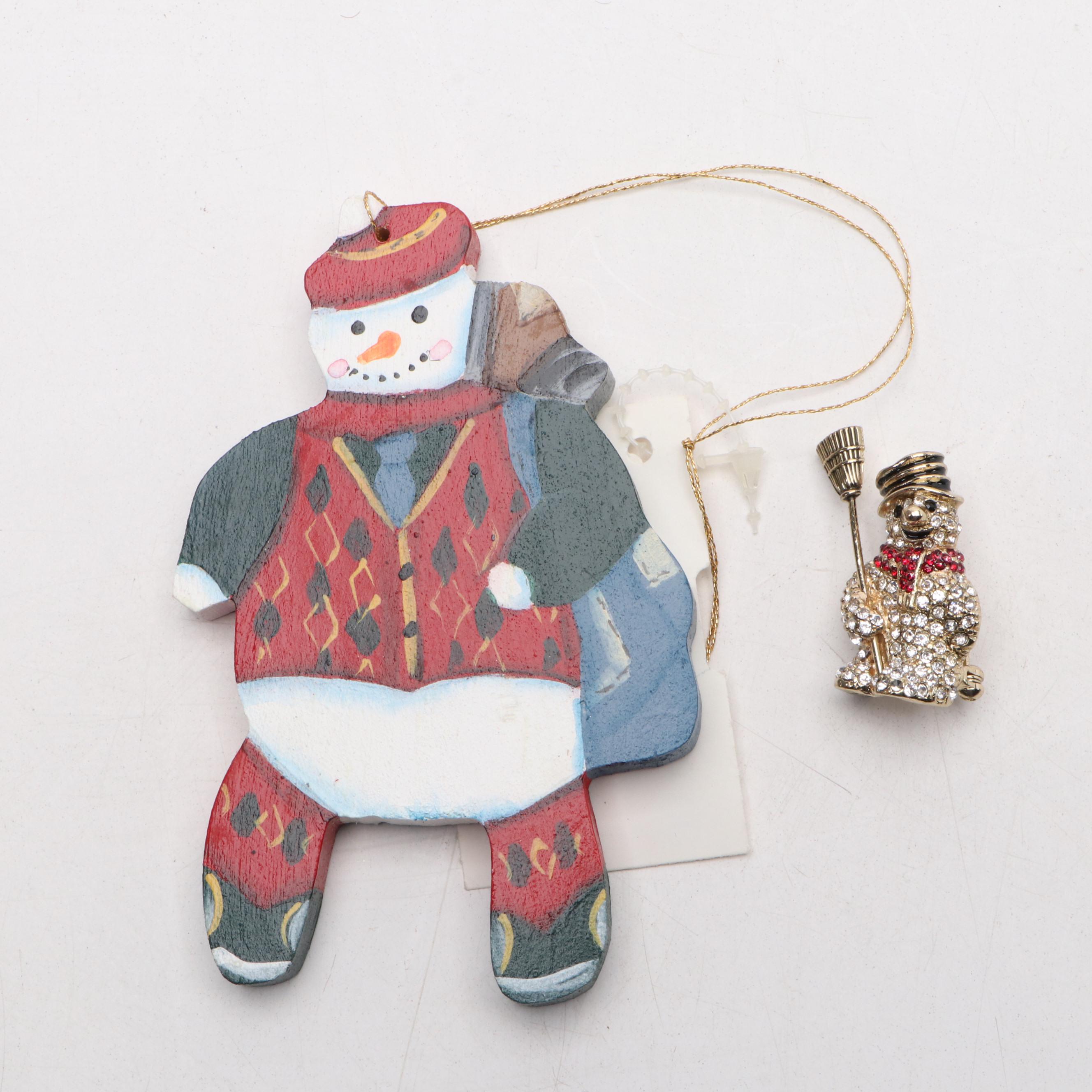 Snowman/Santa Themed Accessories Including Talbots Pin, South Coast Bag & More