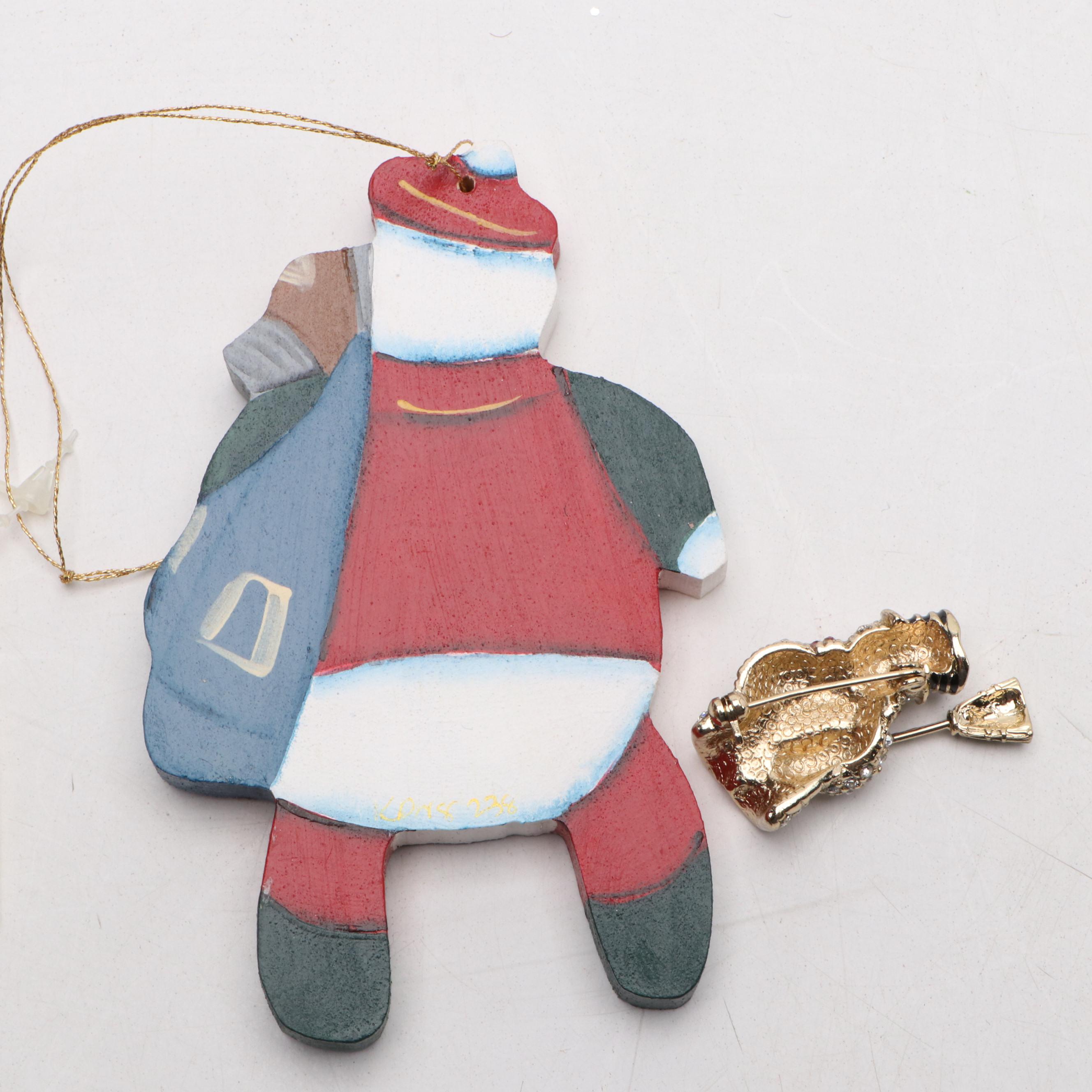 Snowman/Santa Themed Accessories Including Talbots Pin, South Coast Bag & More