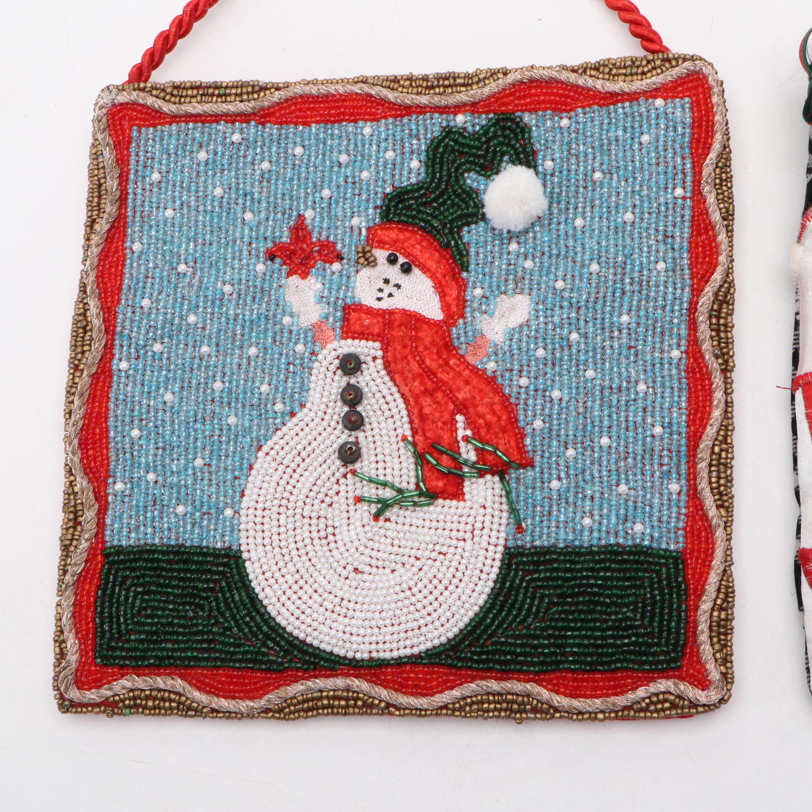 Snowman/Santa Themed Accessories Including Talbots Pin, South Coast Bag & More