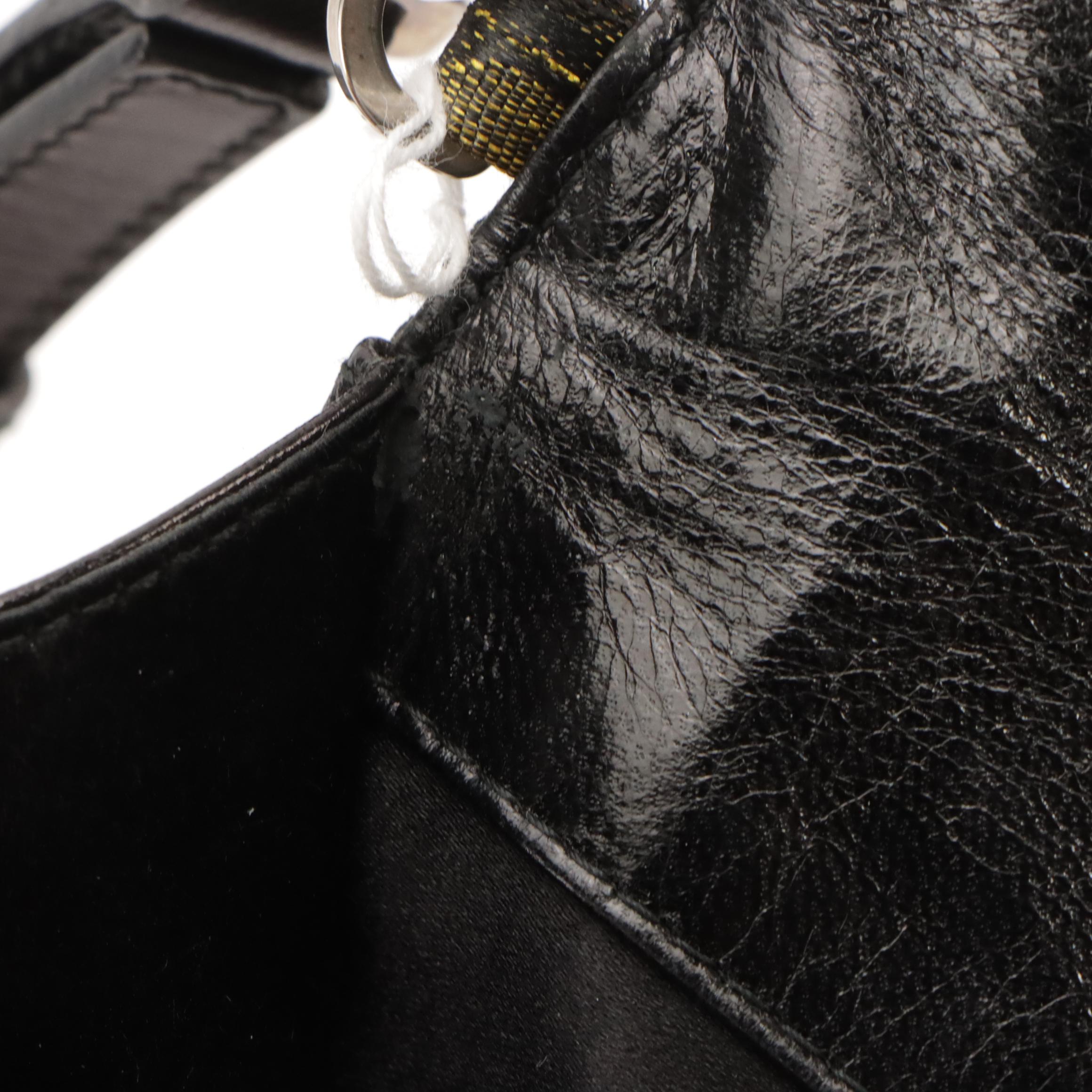 Prada Clutch/Shoulder Bag in Ring Pattern Textured Satin with Leather Trim