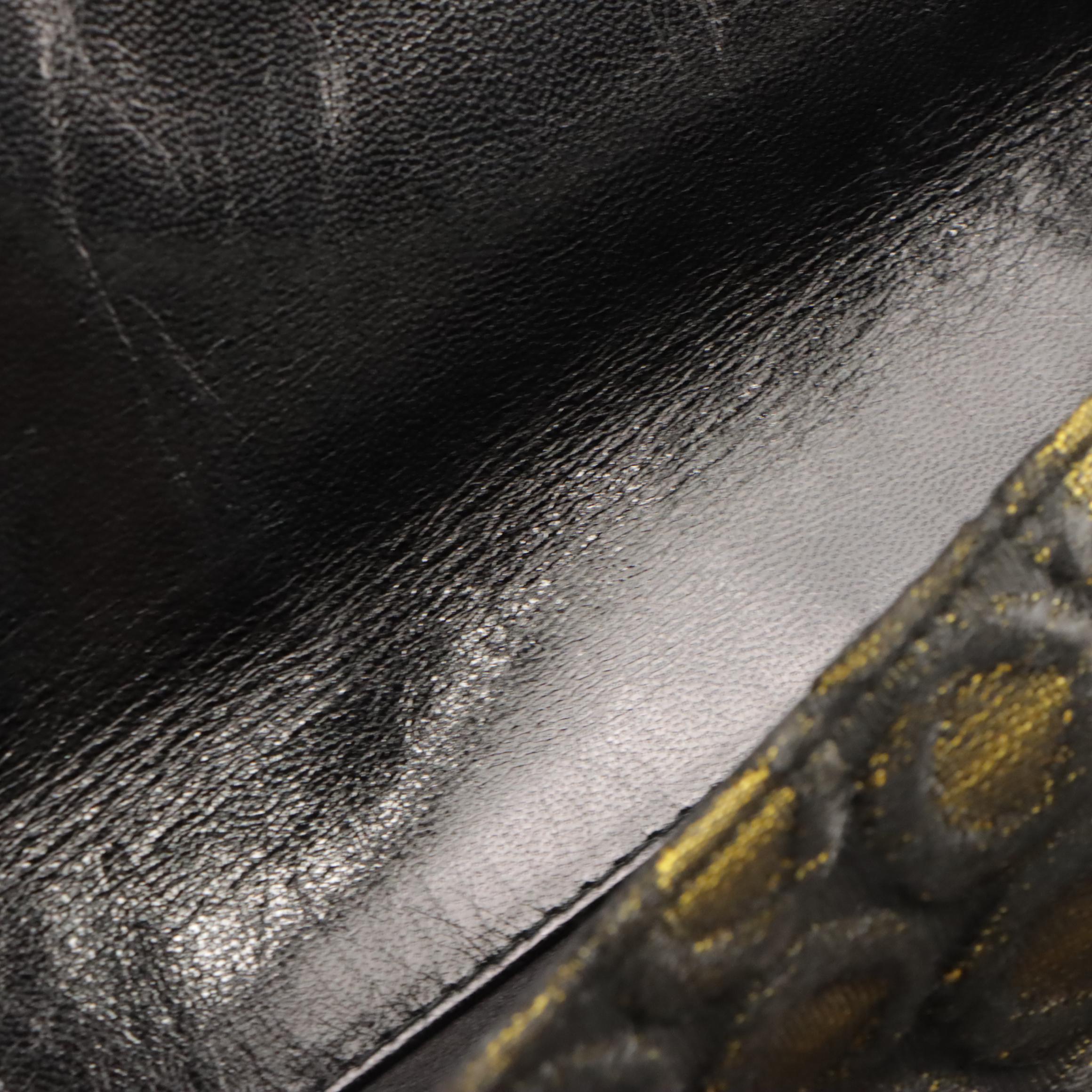 Prada Clutch/Shoulder Bag in Ring Pattern Textured Satin with Leather Trim